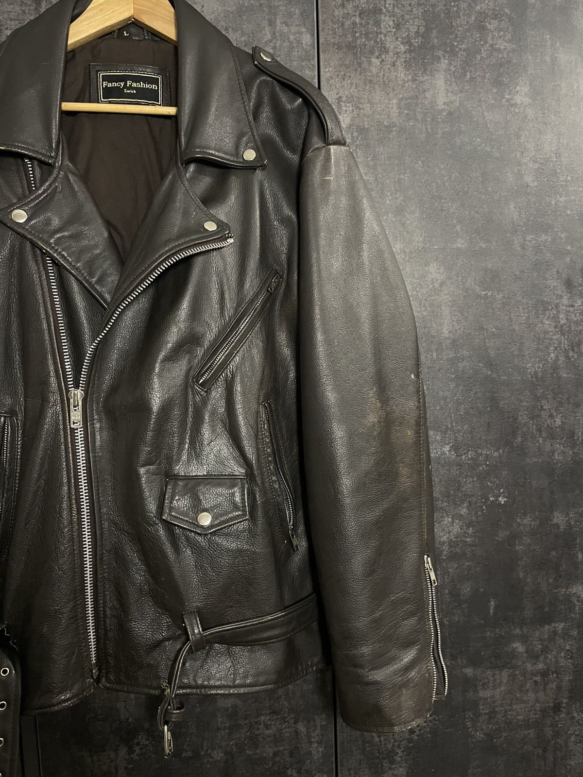 Vintage Vintage 90s Leather Biker Jacket Size US L / EU 52-54 / 3 - 8 Thumbnail