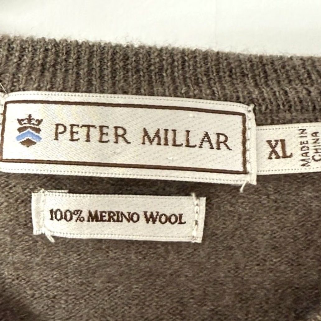 Peter Millar Peter Millar Merino Wool Blend Sweater Brown Solid Knit Men XL V-Neck Pullover Long Sleeve Size US XL / EU 56 / 4 - 3 Thumbnail