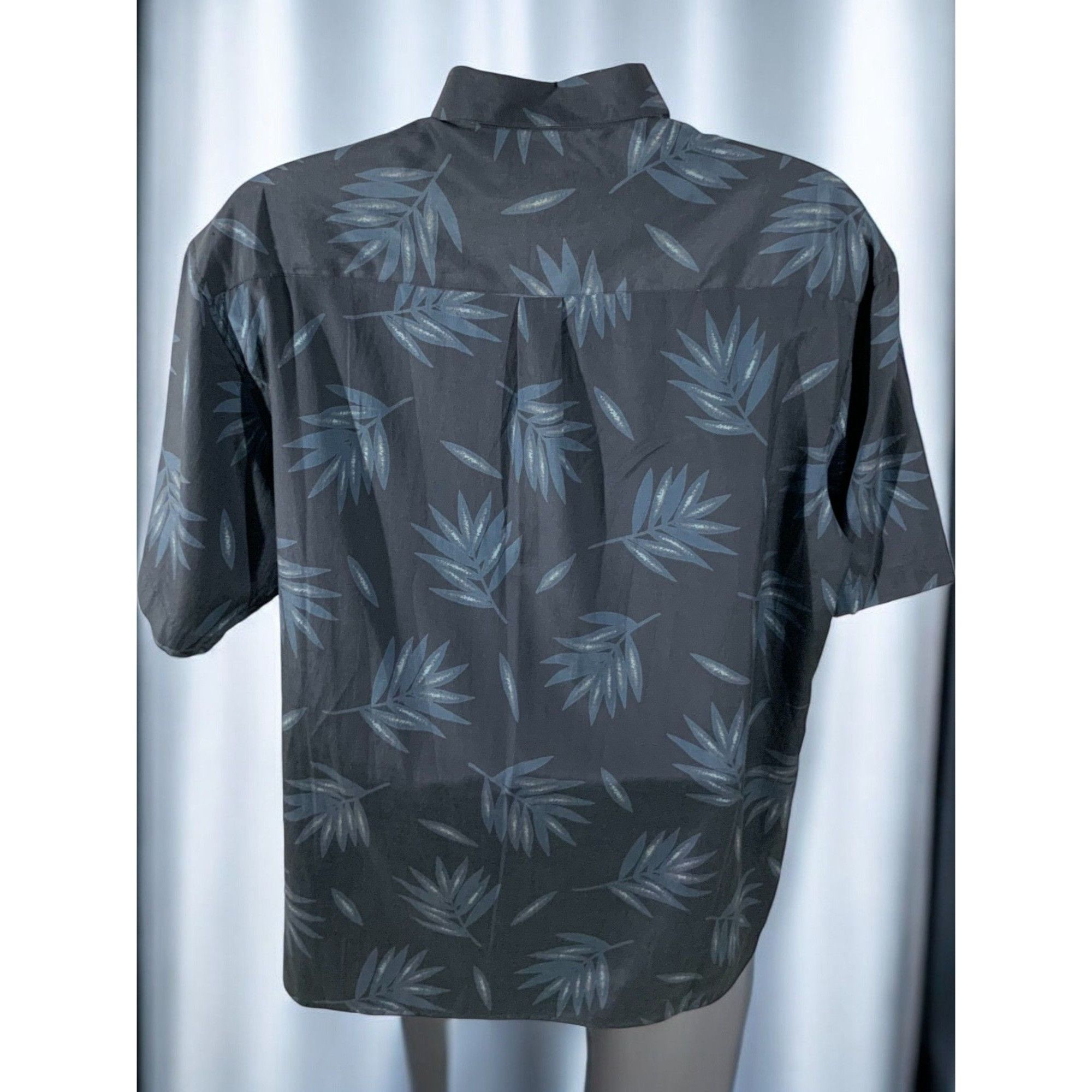 Perry Ellis Perry Ellis Silk Blend Tropical Navy Button Down Shirt New L Size US L / EU 52-54 / 3 - 6 Thumbnail