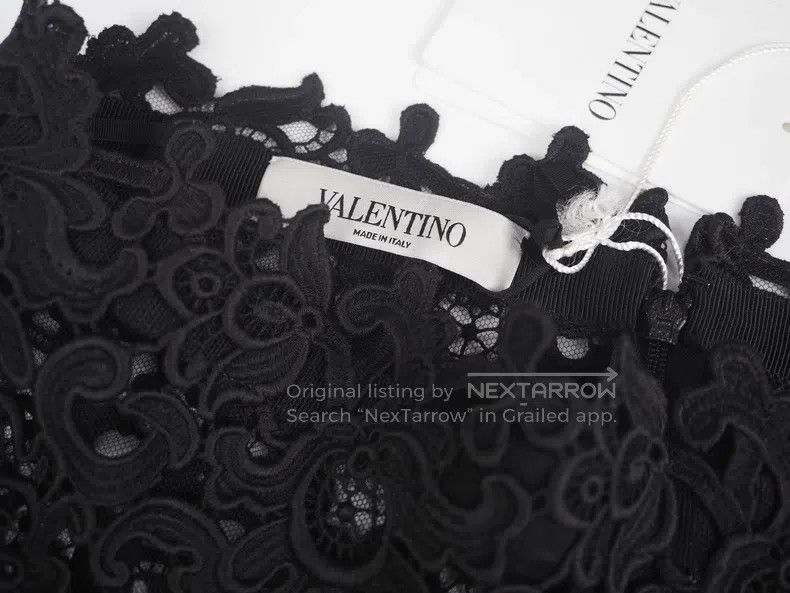 Valentino Valentino Black Lace Cut-Out Midi Skirt Size 39" - 4 Thumbnail