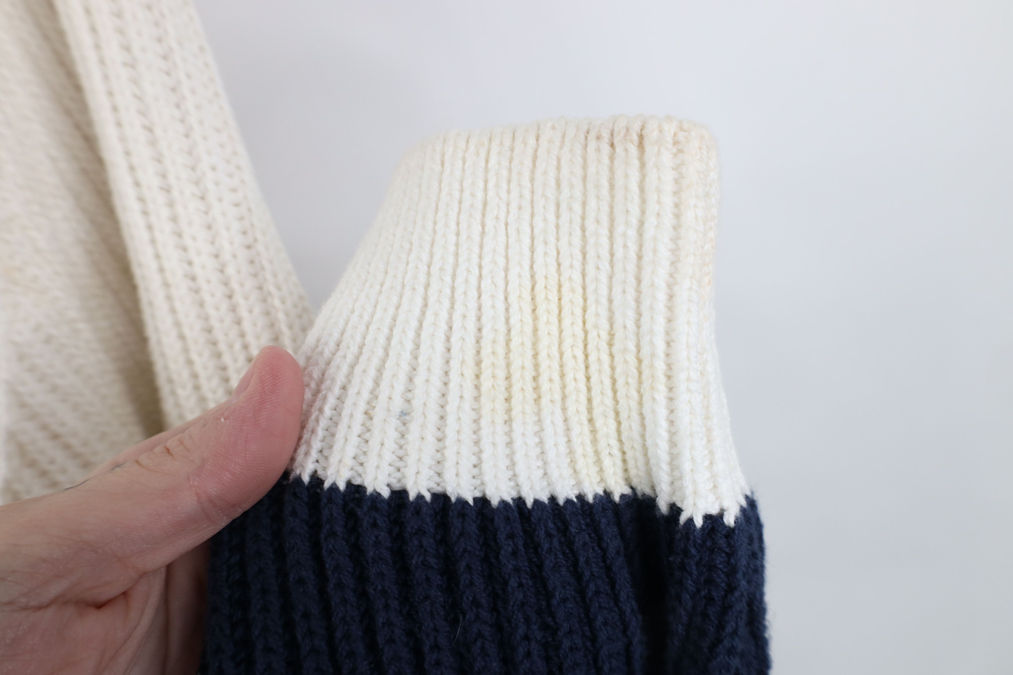Nautica Vintage 90s Nautica Ribbed Knit Shawl Cardigan Sweater White Size US L / EU 52-54 / 3 - 12 Thumbnail