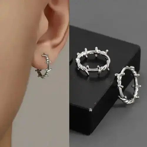 Jewelry Torn Punk Earrings 1Pairs in Silver, Men's