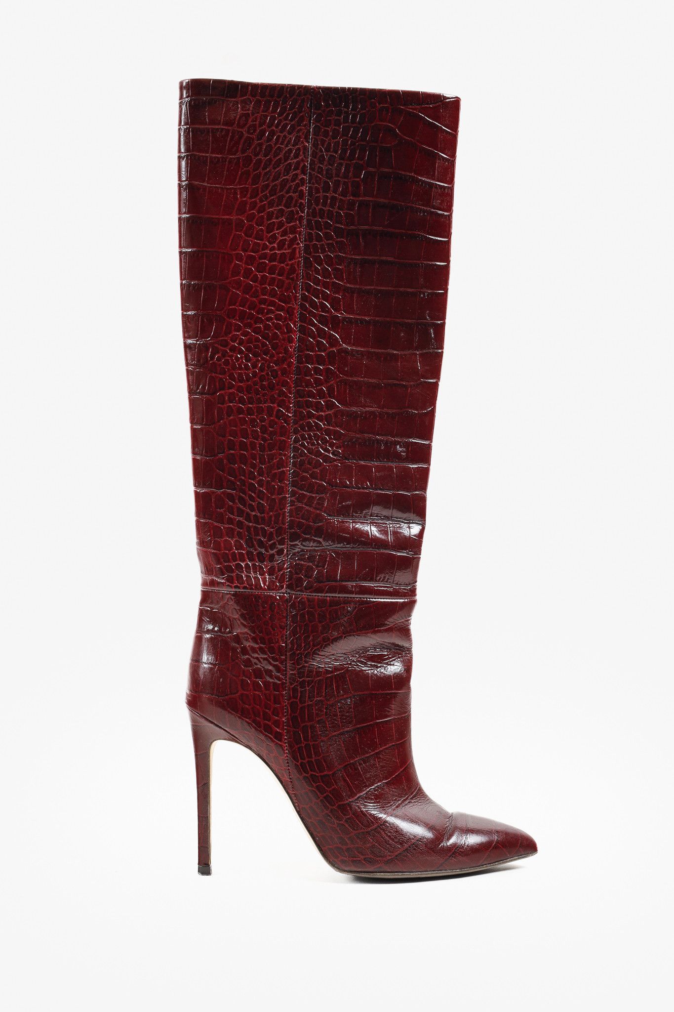 Paris Texas Paris Texas Burgundy Crocodile Embossed Boots Size US 6.5 / IT 36.5 - 1 Thumbnail