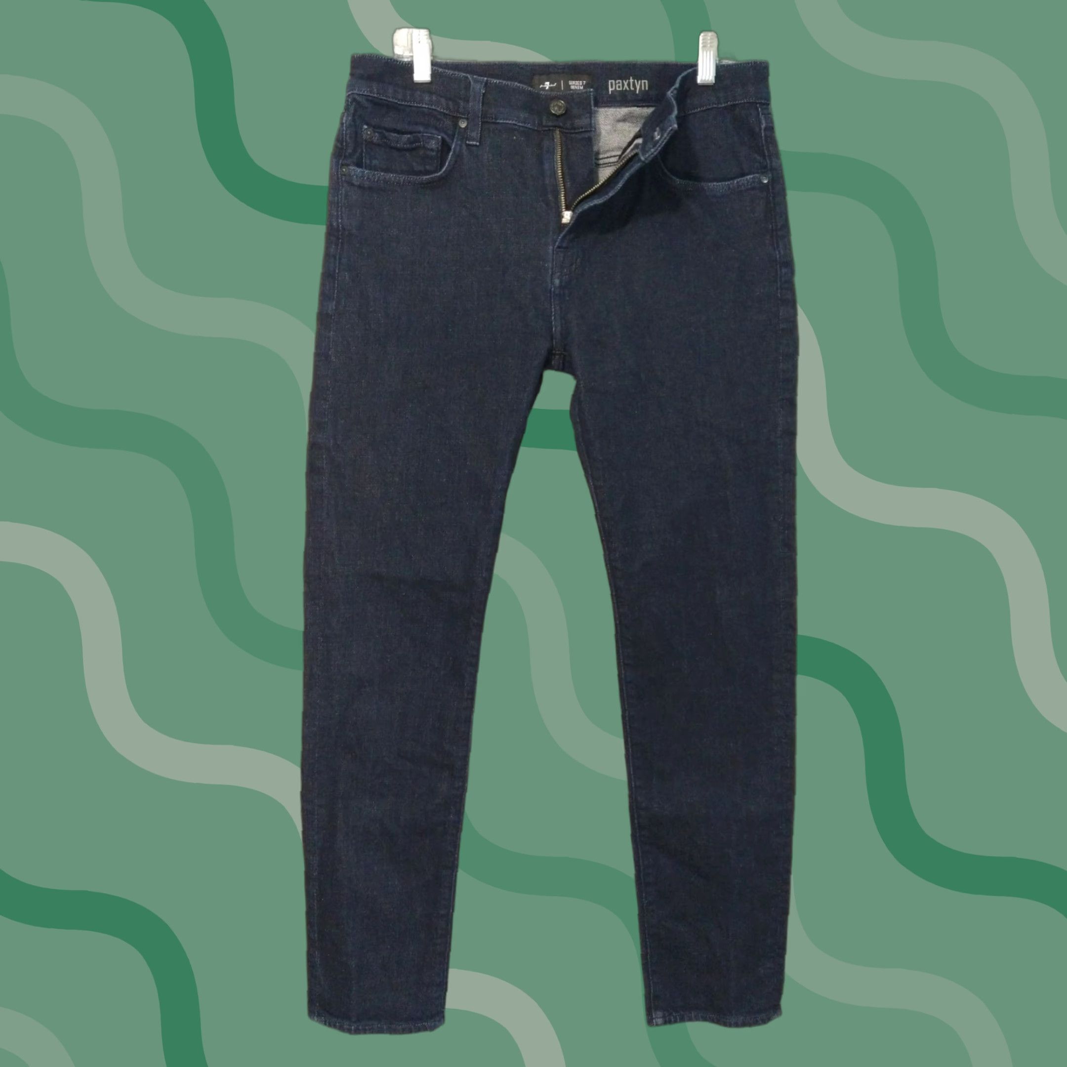 7 For All Mankind 7 For All Mankind Jeans Mens Paxtyn Skinny Mid Rise Stretch 33 x 31 Blue Denim Size US 33 - 1 Thumbnail