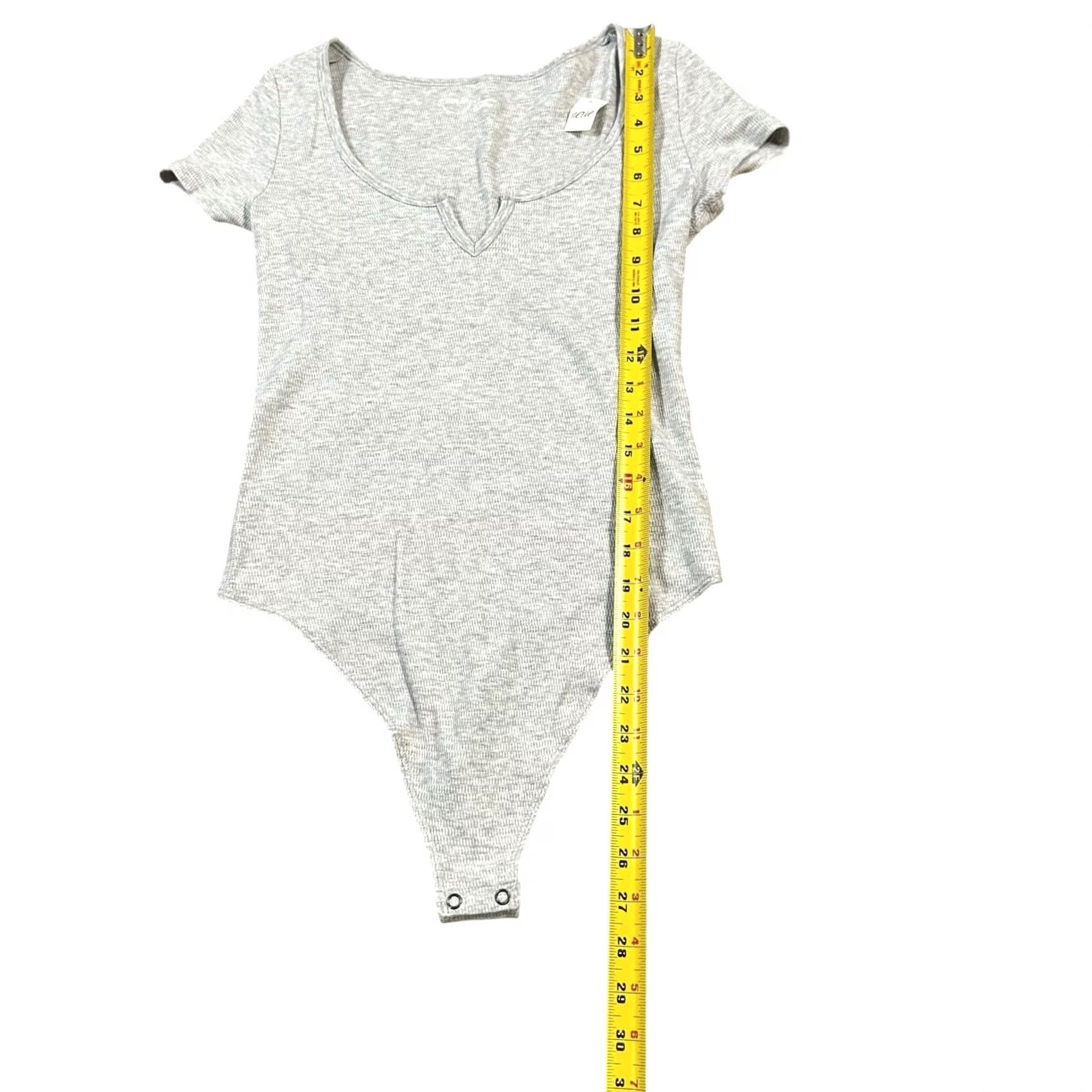 Vintage Aerie Bodysuit Shirt Womens Gray Short Sleeve Size M Adult Regular Stretch Snap VINTAGE: No Size M / US 6-8 / IT 42-44 - 6 Thumbnail