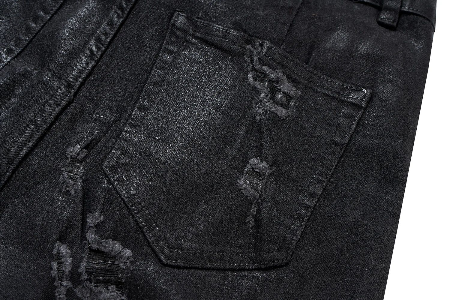 Japanese Brand × Jean High Street Ripped Damaged Coatted Wax Baggy Flare Size US 32 / EU 48 - 8 Thumbnail
