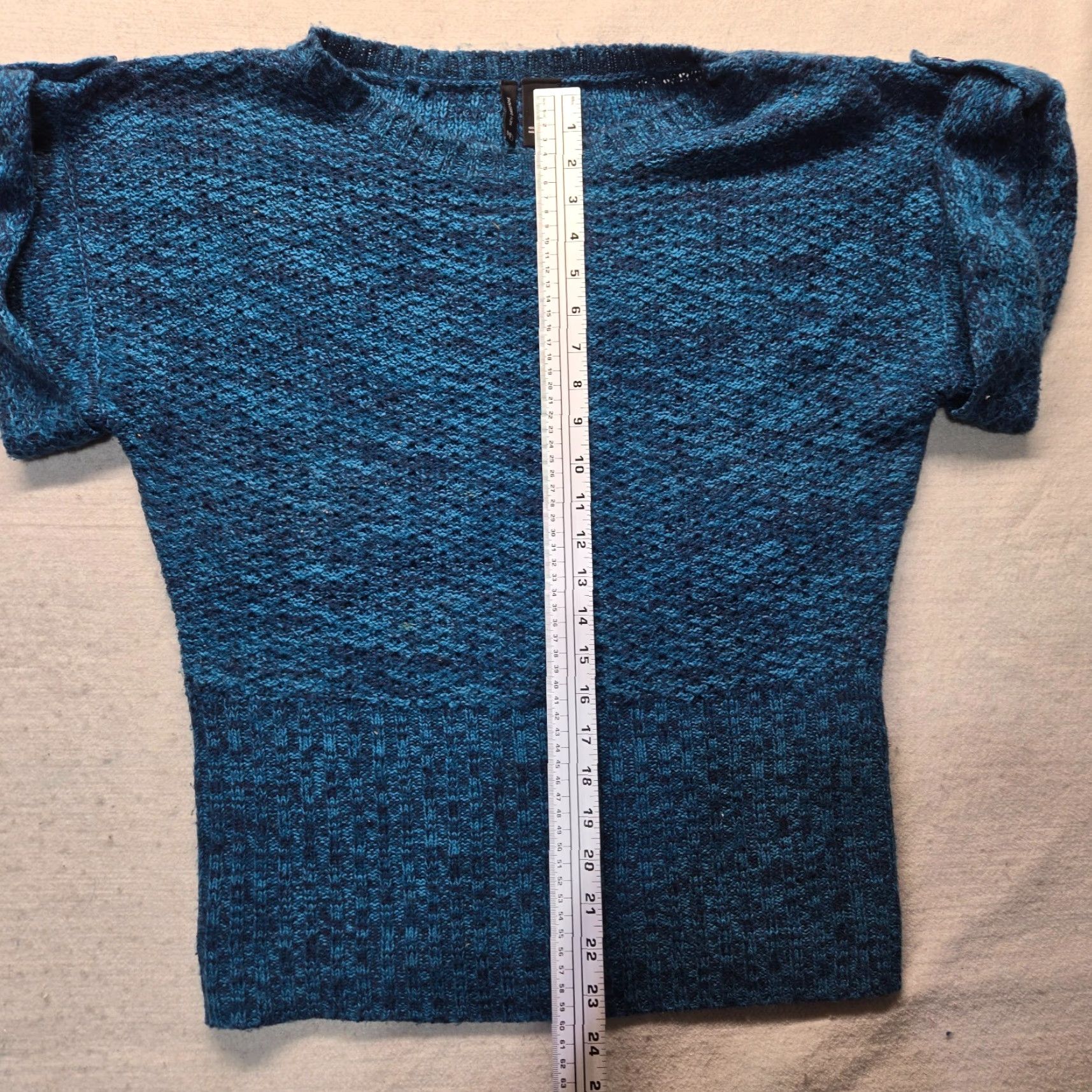Vintage New Directions Sweater Shirt Adult XL Blue Stretch Knit Pullover Open-Knit 60s Classic Modern Womens Size XL / US 12-14 / IT 48-50 - 4 Thumbnail