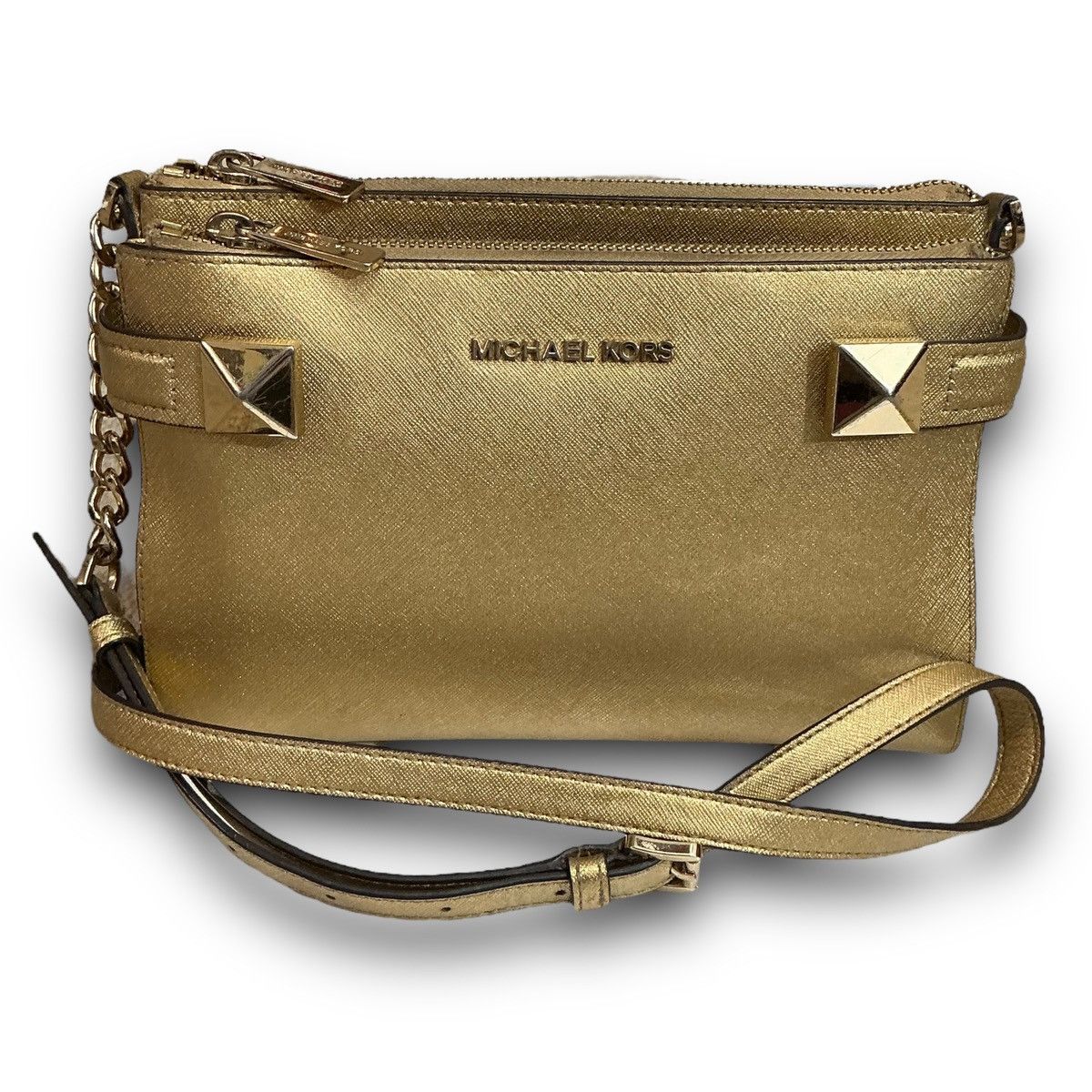 Michael Kors Michael Kors Gold Karla Crossbody Handbag Shoulder Bag Tote Size ONE SIZE - 10 Thumbnail