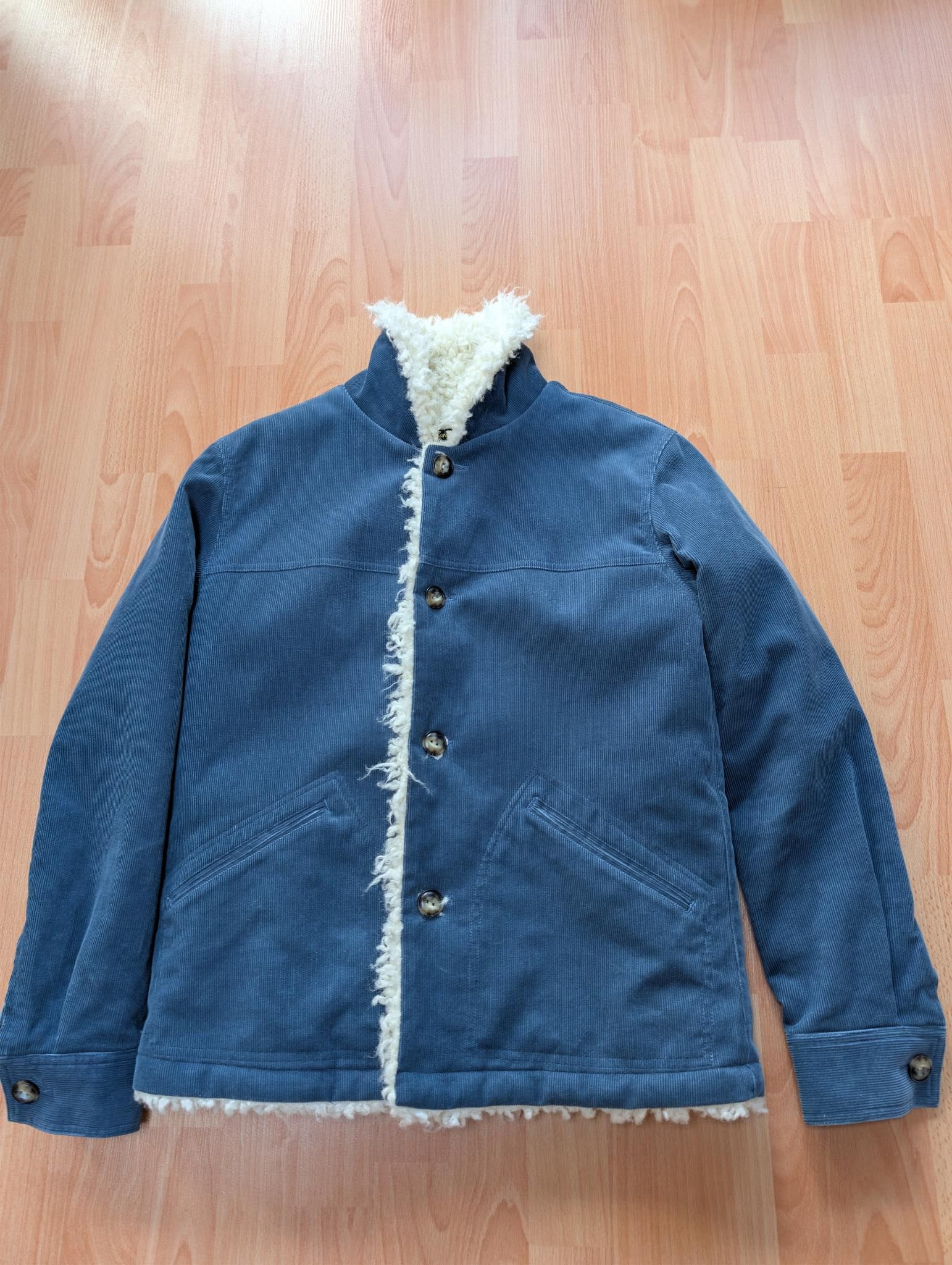 Japanese Brand Low Hurtz Blue in Green Faux fur corduroy jacket Size US S / EU 44-46 / 1 - 6 Thumbnail