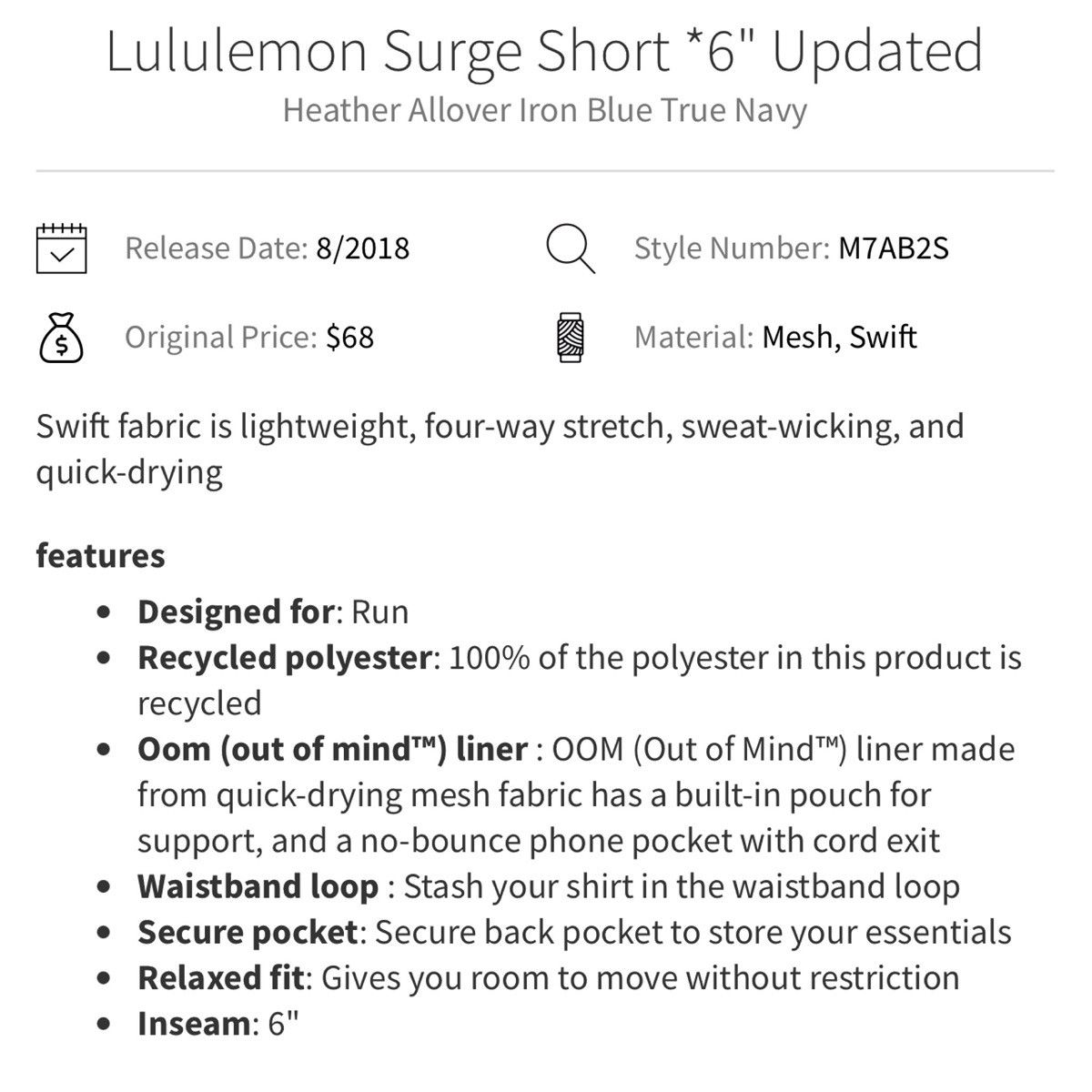 Lululemon Lululemon Surge Short 6” Size US 32 / EU 48 - 8 Thumbnail