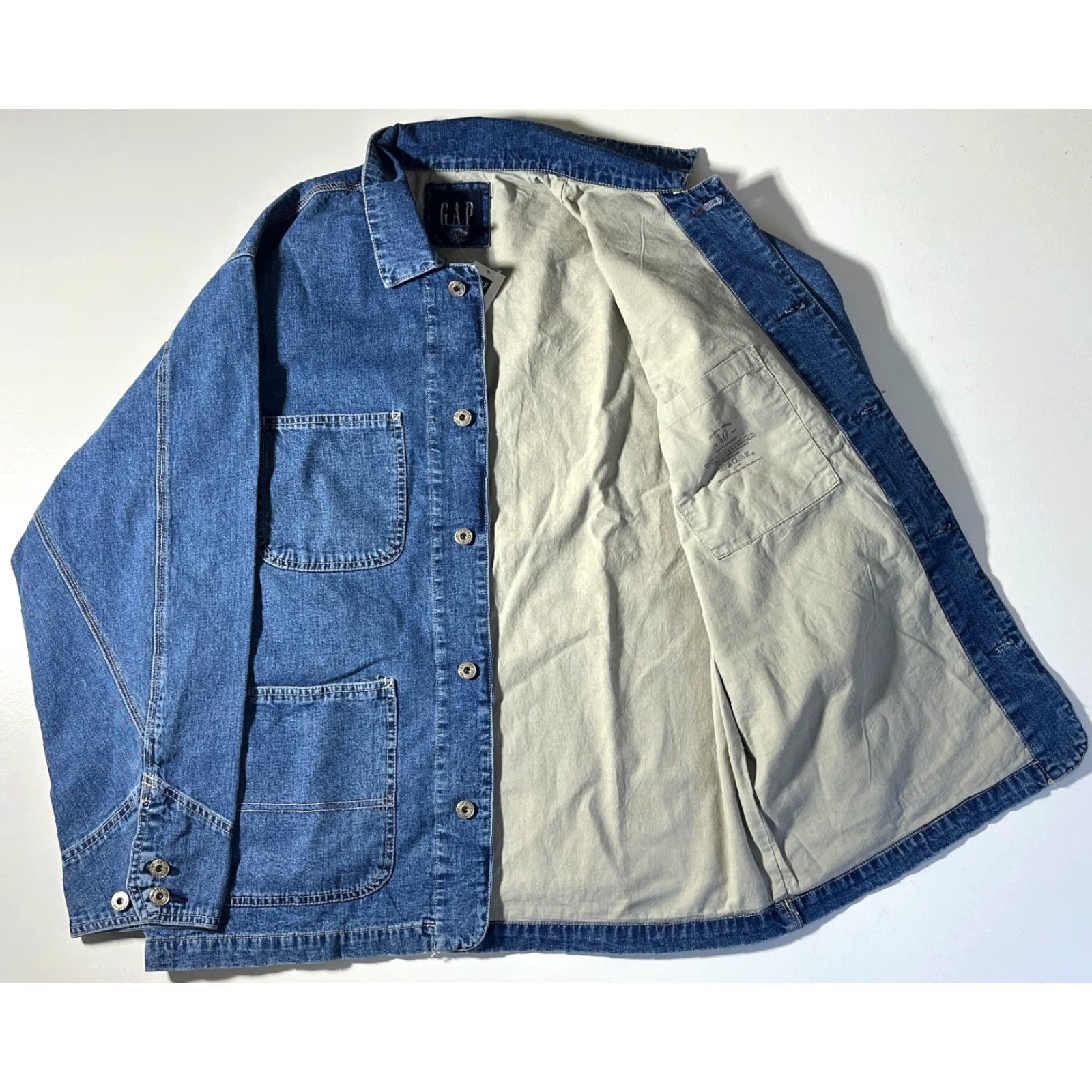Gap VINTAGE Gap Denim Chore Jacket Mens M Blue Cotton Solid 90s 2000s Pockets Front Button Adjustable Regular Fit Size US M / EU 48-50 / 2 - 5 Thumbnail
