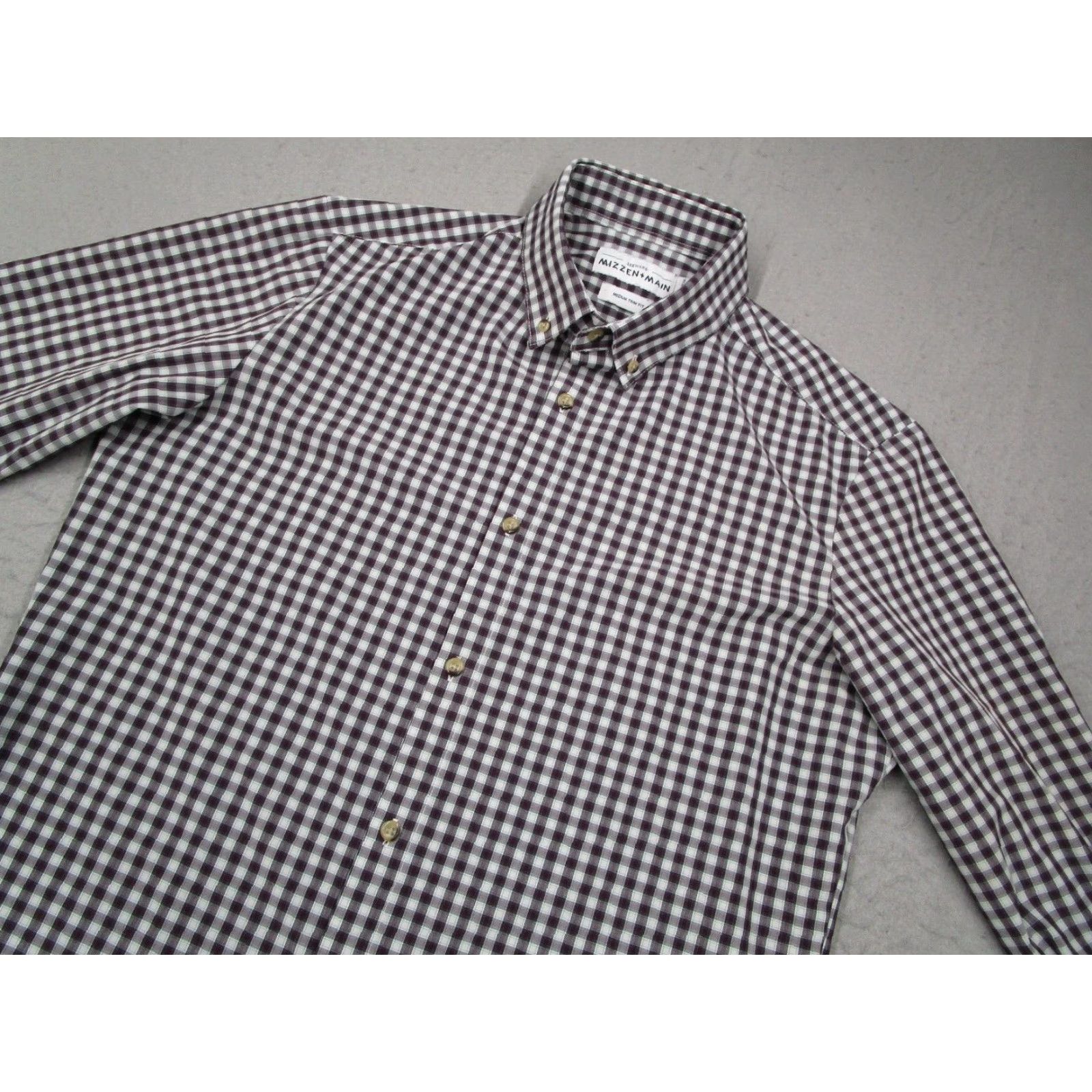 Mizzen+Main Mizzen+Main Shirt Mens M Trim Fit Red Leeward Check Button-Up Long Sleeve Size US M / EU 48-50 / 2 - 2 Thumbnail