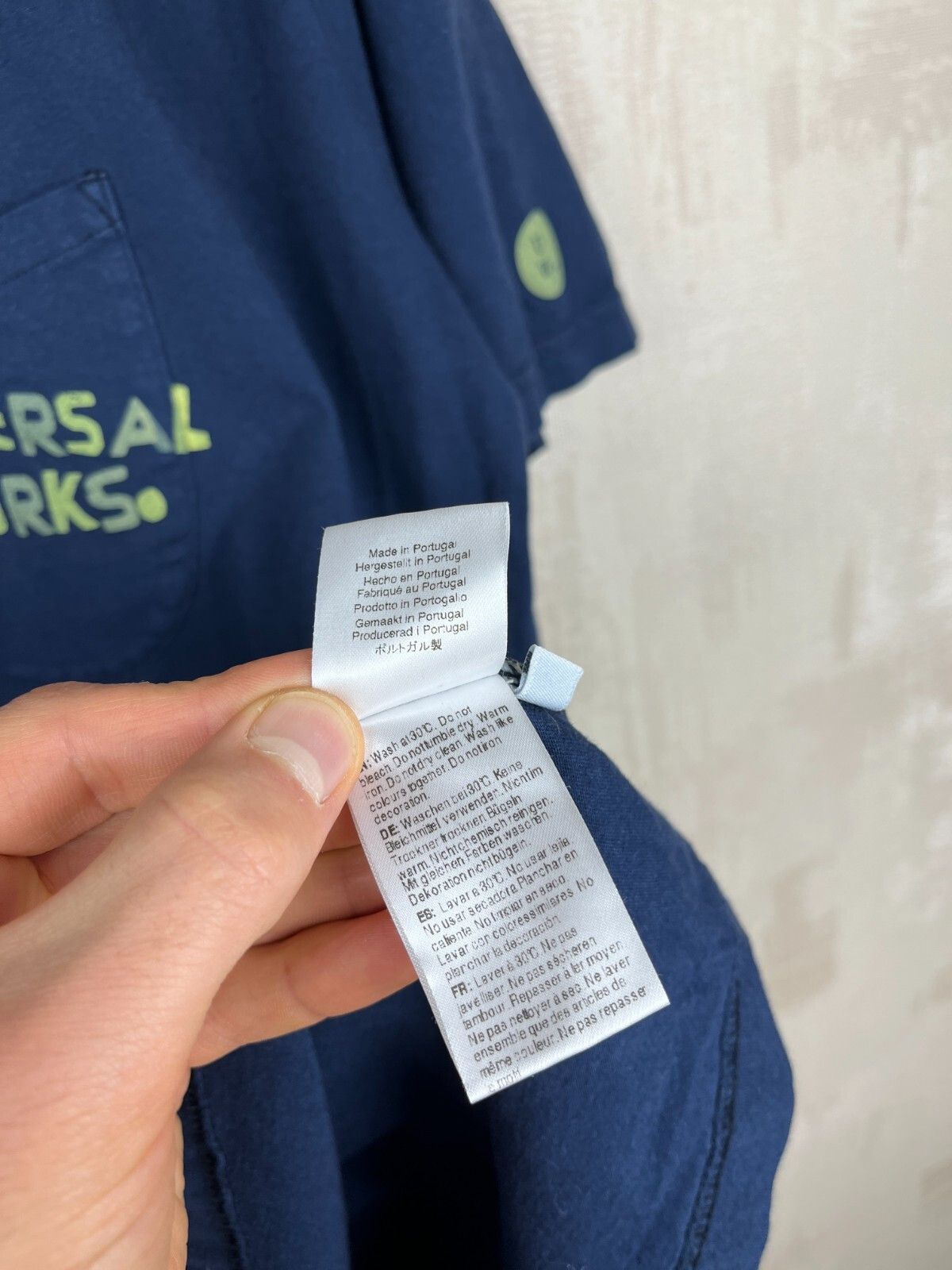 Universal Works Universal Works Print Pocket Men's T-shirt Size L Navy Blue Size US L / EU 52-54 / 3 - 12 Thumbnail