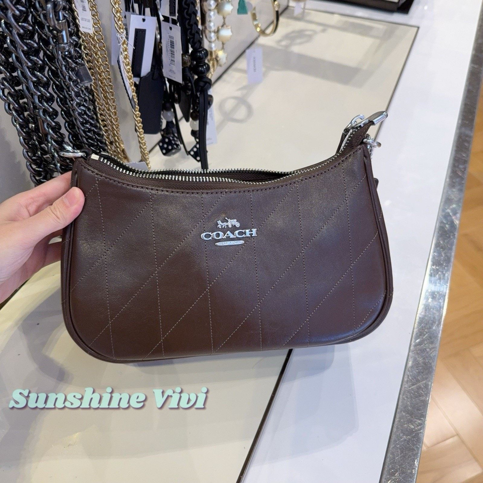 Coach NWT Coach Teri Shoulder Bag With Quilting CDP32 Silver/Maple Size ONE SIZE - 1 Thumbnail