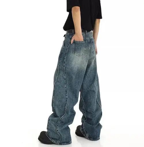 VIBE Baggy Embroidered Wide Leg Denim Jeans Size US 34 / EU 50 - 6 Thumbnail