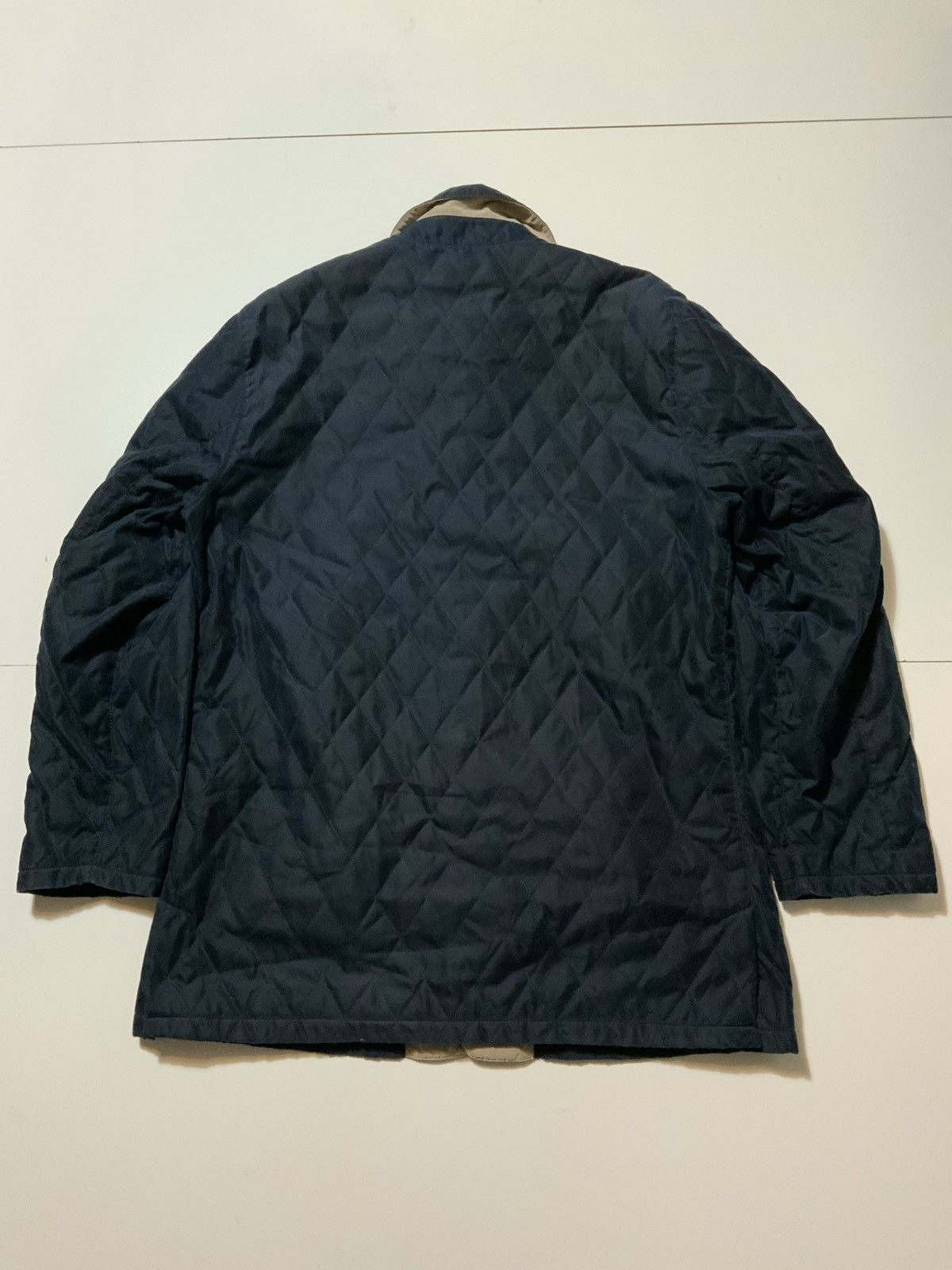 Designer Longhi Made In Italy Navy Blue Quilted Chore Barn Jacket Size US M / EU 48-50 / 2 - 2 Thumbnail