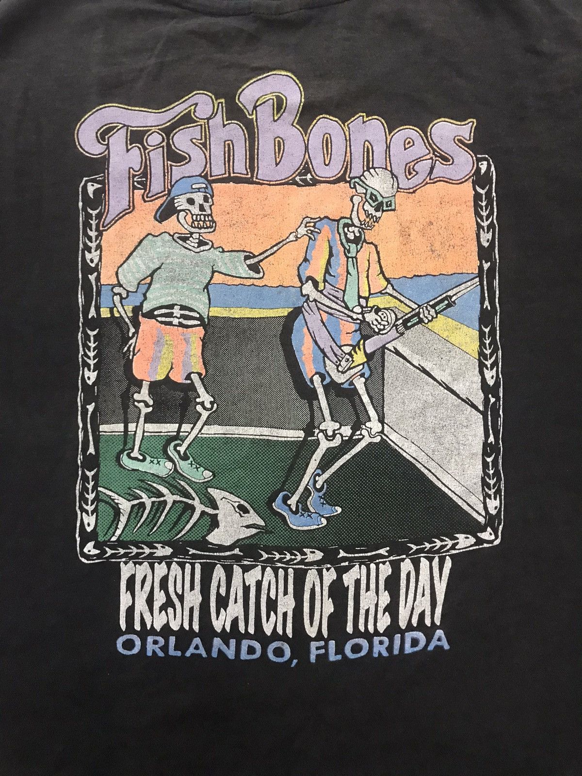 Band Tees × Bones × Vintage VINTAGE FISHBONES DISTRESS Size US XXL / EU 58 / 5 - 6 Thumbnail