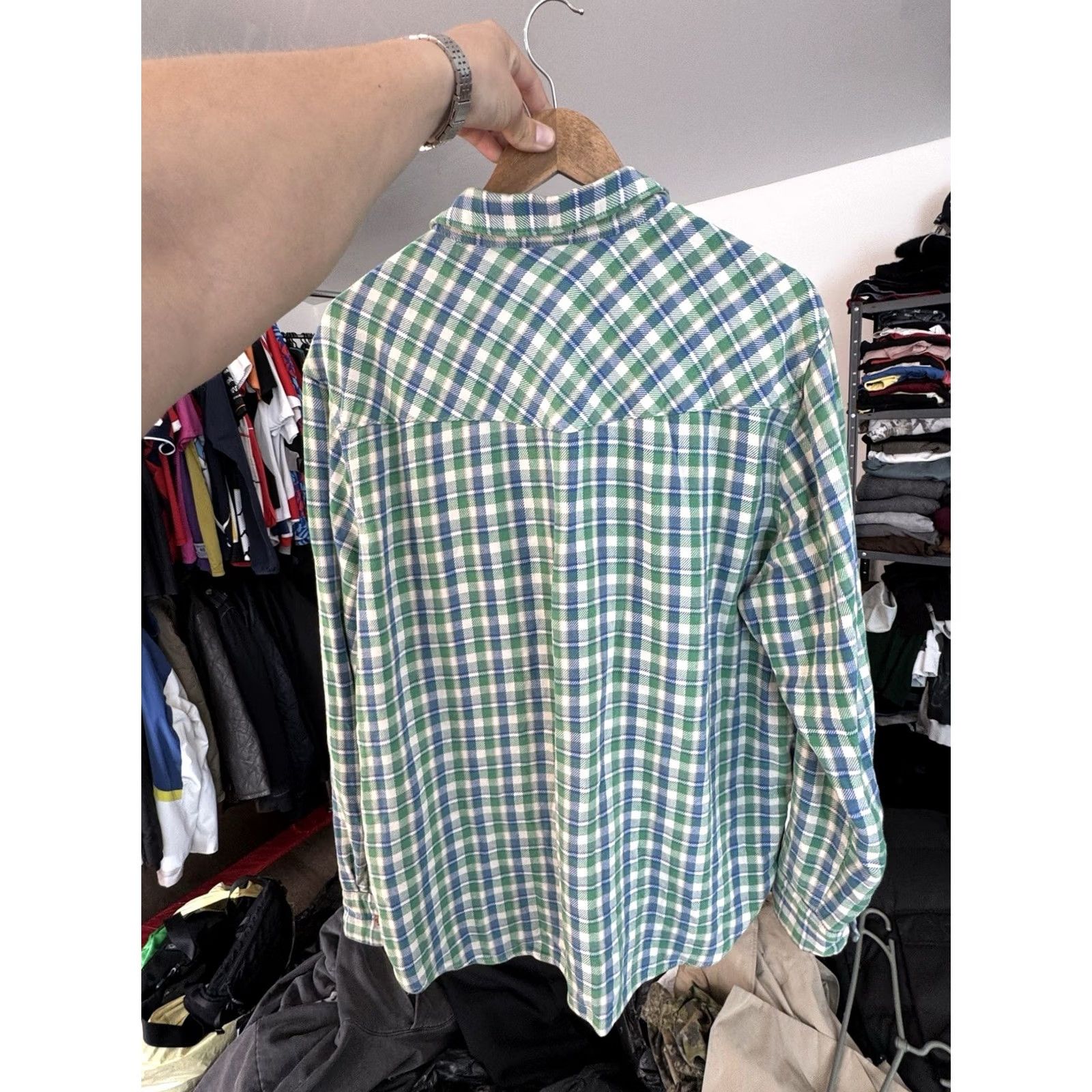 Etro VINTAGE Levis Button-Up Shirt Men XL Checked Green Blue Pattern: Check Long Sleeve Size US XL / EU 56 / 4 - 6 Thumbnail