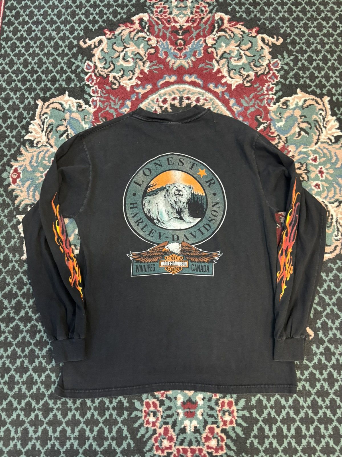 Harley Davidson Vintage 90’s Harley Davidson Flame Longsleeve Size US M / EU 48-50 / 2 - 5 Thumbnail