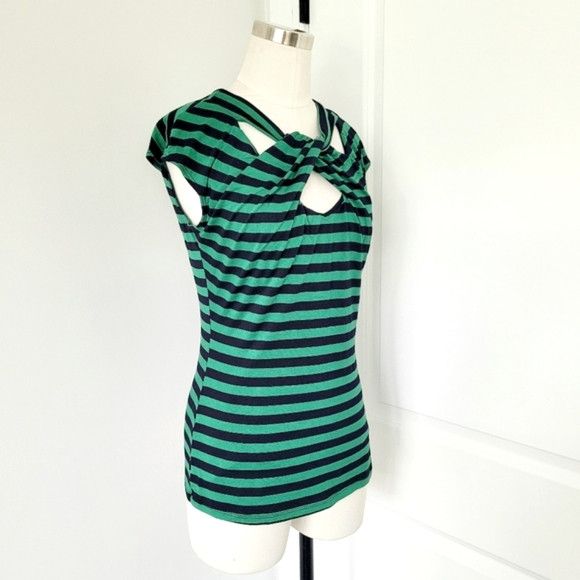 Other B'leev Striped Cutout Twist Neck Cap Sleeve Top Size M / US 6-8 / IT 42-44 - 3 Thumbnail