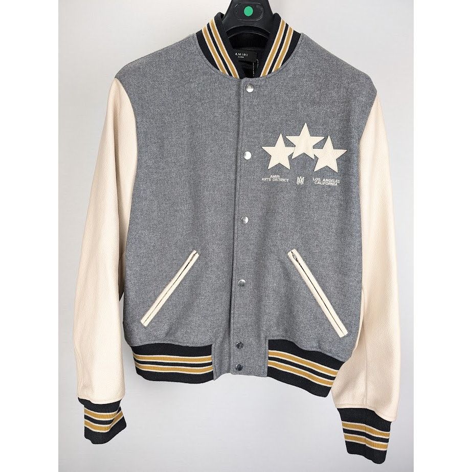 Amiri o1rshd1 Oversized Stars Varsity Jacket in Gray Size US XL / EU 56 / 4 - 3 Thumbnail