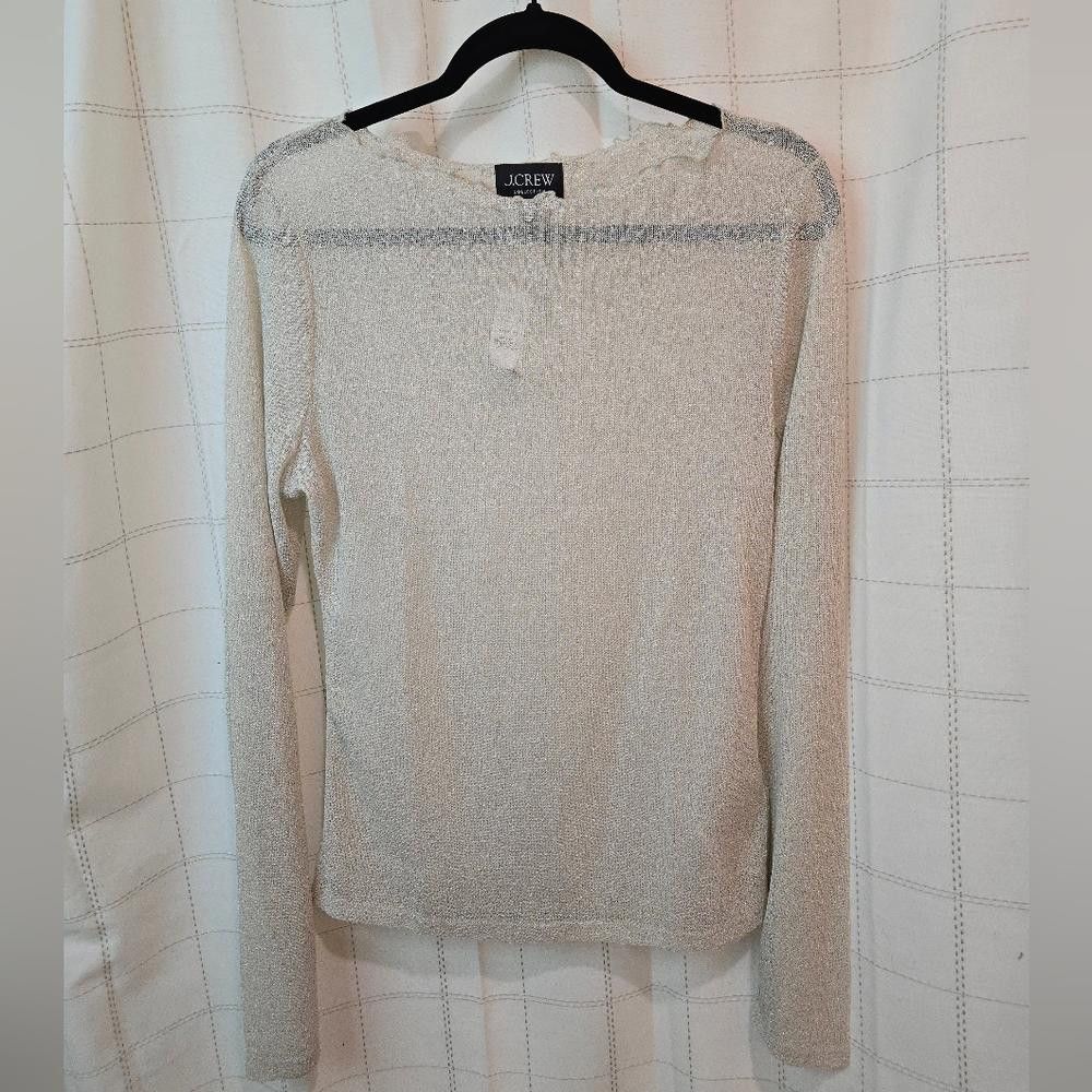 J.Crew J CREW Collection Sheer Metallic Boatneck Top Size M / US 6-8 / IT 42-44 - 2 Thumbnail