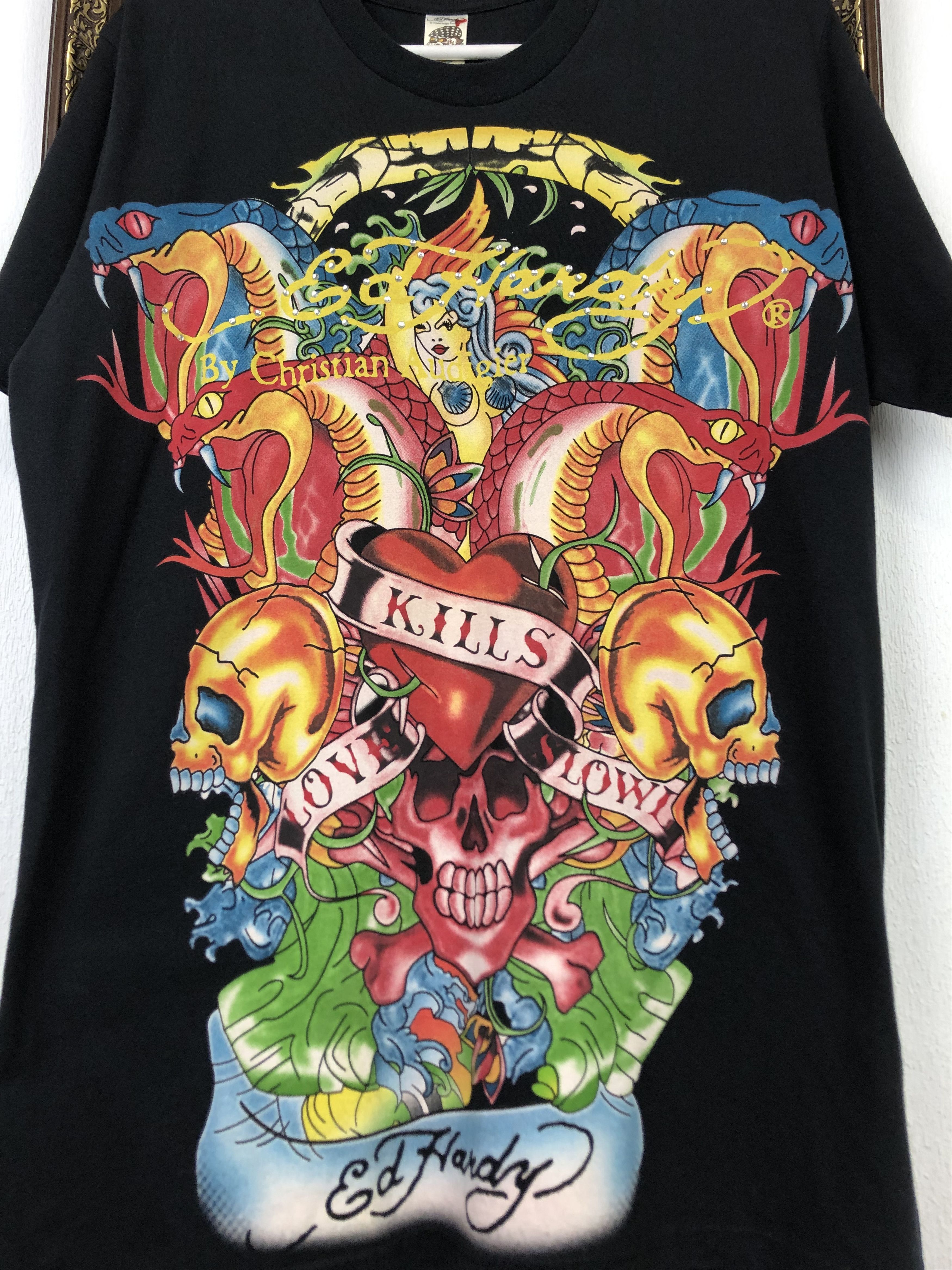 Vintage Vintage Ed Hardy Love Kills Skull Over Print Shirt Tee Hype Size US L / EU 52-54 / 3 - 3 Thumbnail