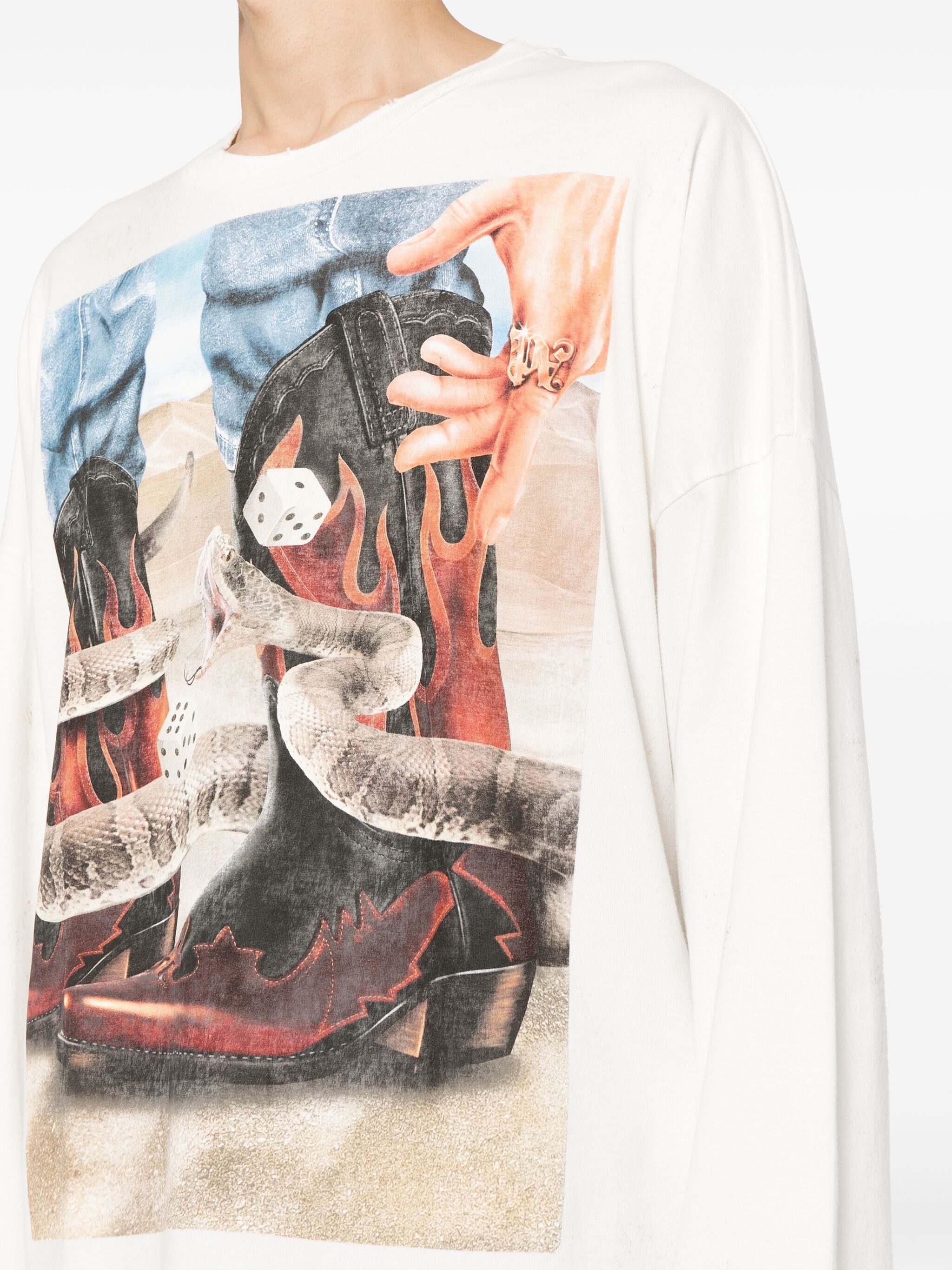 Palm Angels os11x0824 Long Sleeve T-Shirt in White Size US M / EU 48-50 / 2 - 5 Thumbnail