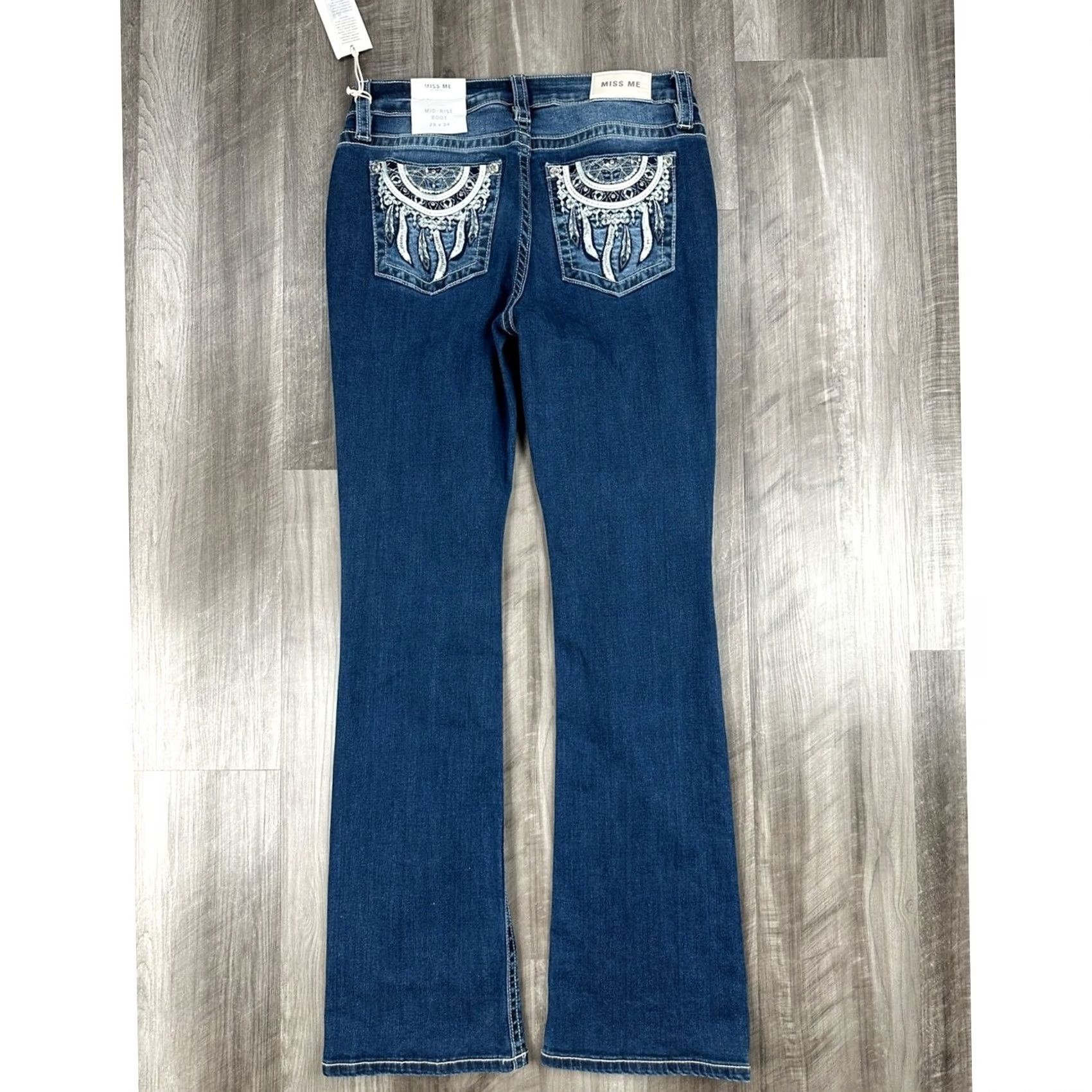 Miss Me Miss Me Bootcut Jeans 29x34 Dreamcatcher Embellished Dark Wash Women Size 29" - 2 Thumbnail