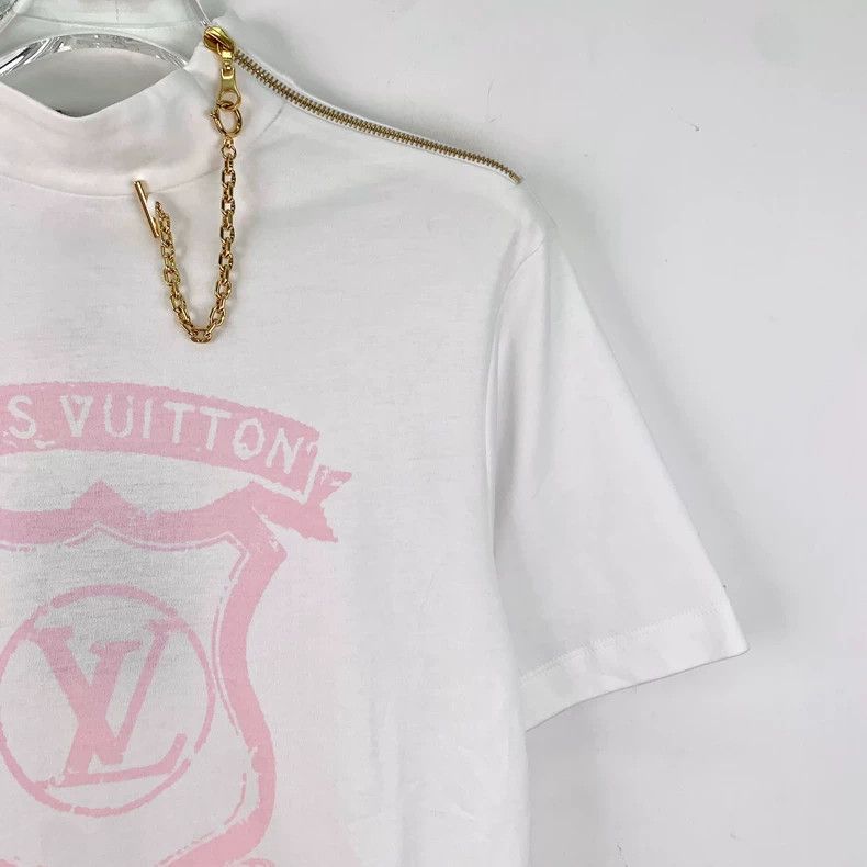 Louis Vuitton Louis Vuitton 22 white logo print chain cotton stand-up sh Size S / US 4 / IT 40 - 3 Thumbnail