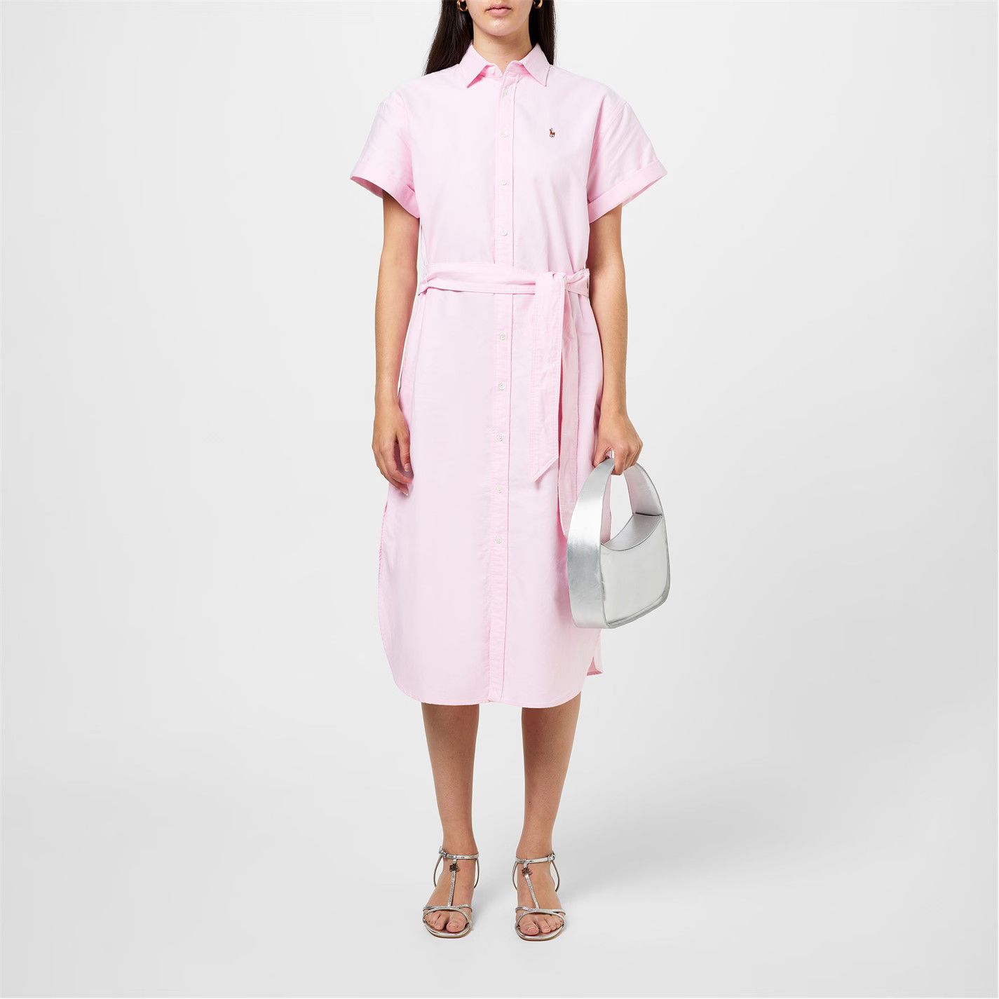 Polo Ralph Lauren o1g2r1mq0825 Belted Short-Sleeve Oxford Shirtdress Bath Pink Size L / US 10 / IT 46 - 6 Thumbnail