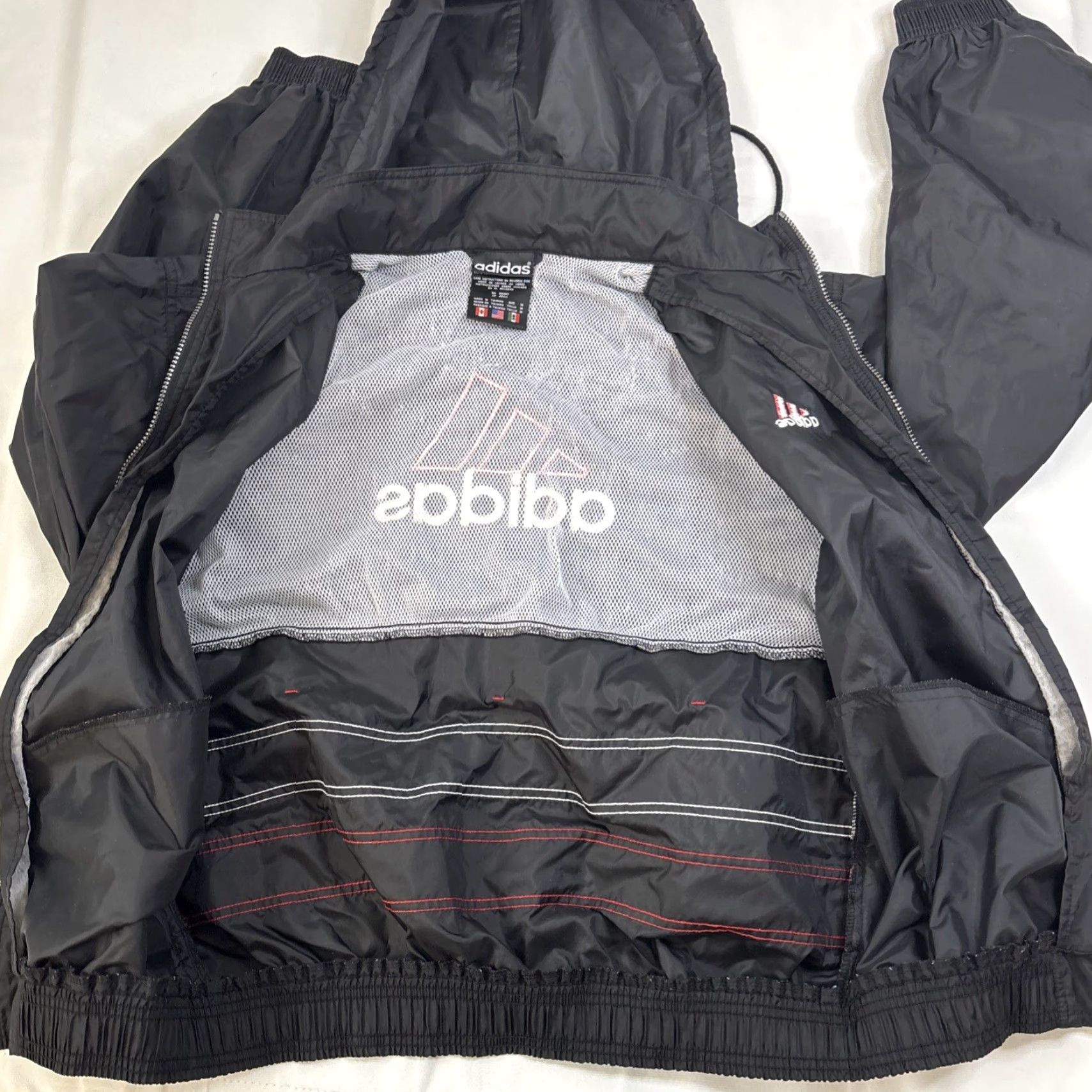 Adidas VINTAGE adidas Full Zip Track Jacket Striped Spellout Hooded M Black Men Large Nylon Windbreaker Jacket Size US M / EU 48-50 / 2 - 6 Thumbnail