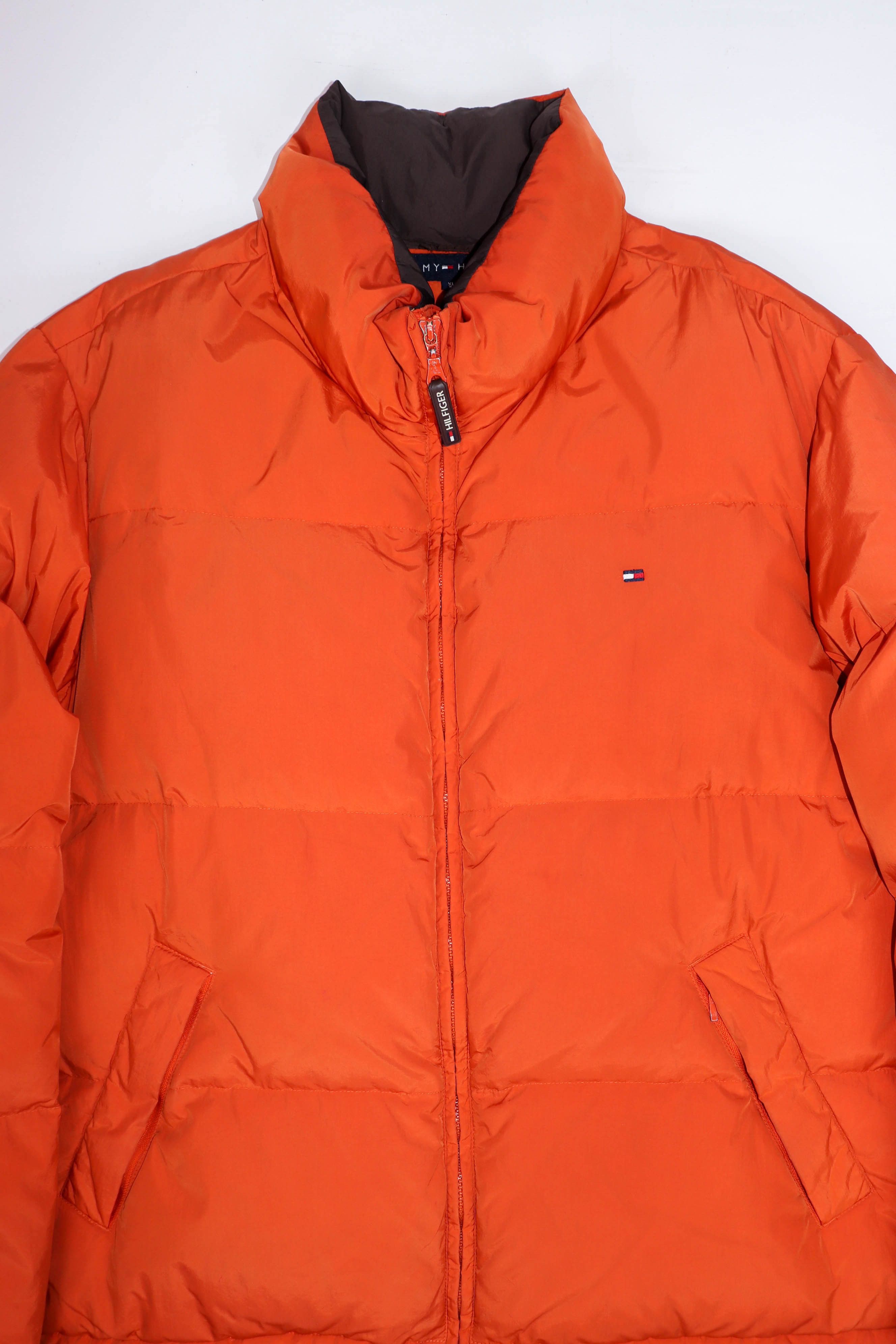 Tommy Hilfiger Tommy Hilfiger Vintage Orange Nylon Down Puffer Jacket Size US L / EU 52-54 / 3 - 3 Thumbnail