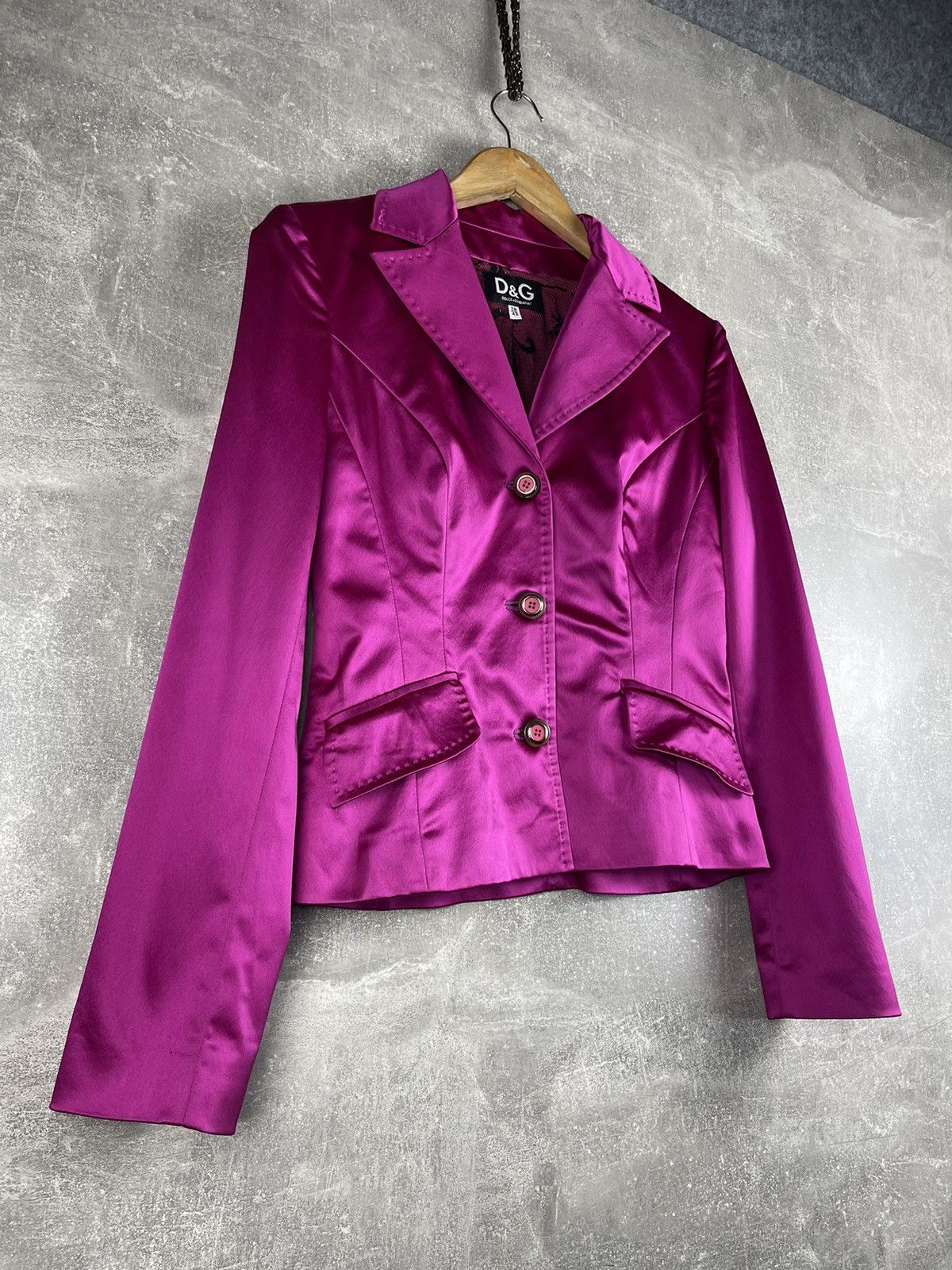 Dolce & Gabbana D&G Dolce & Gabbana Fuchsia Pink Satin Blazer 00s Size M / US 6-8 / IT 42-44 - 8 Thumbnail