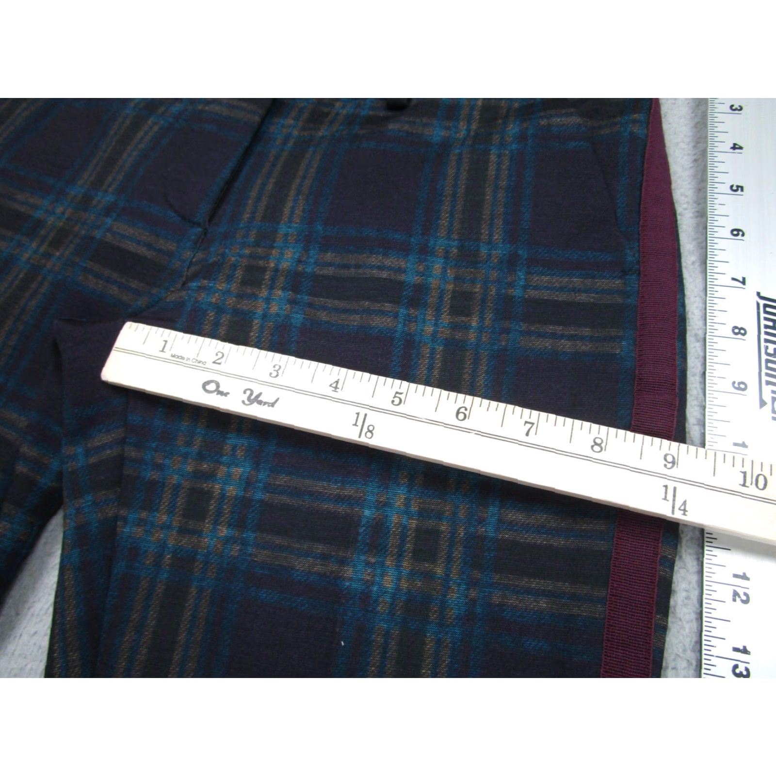Mason's Masons Pants 38 Blue Plaid New York Trumpet Flare Side Stripe Tartan Womens Size 26" / US 2 / IT 38 - 5 Thumbnail