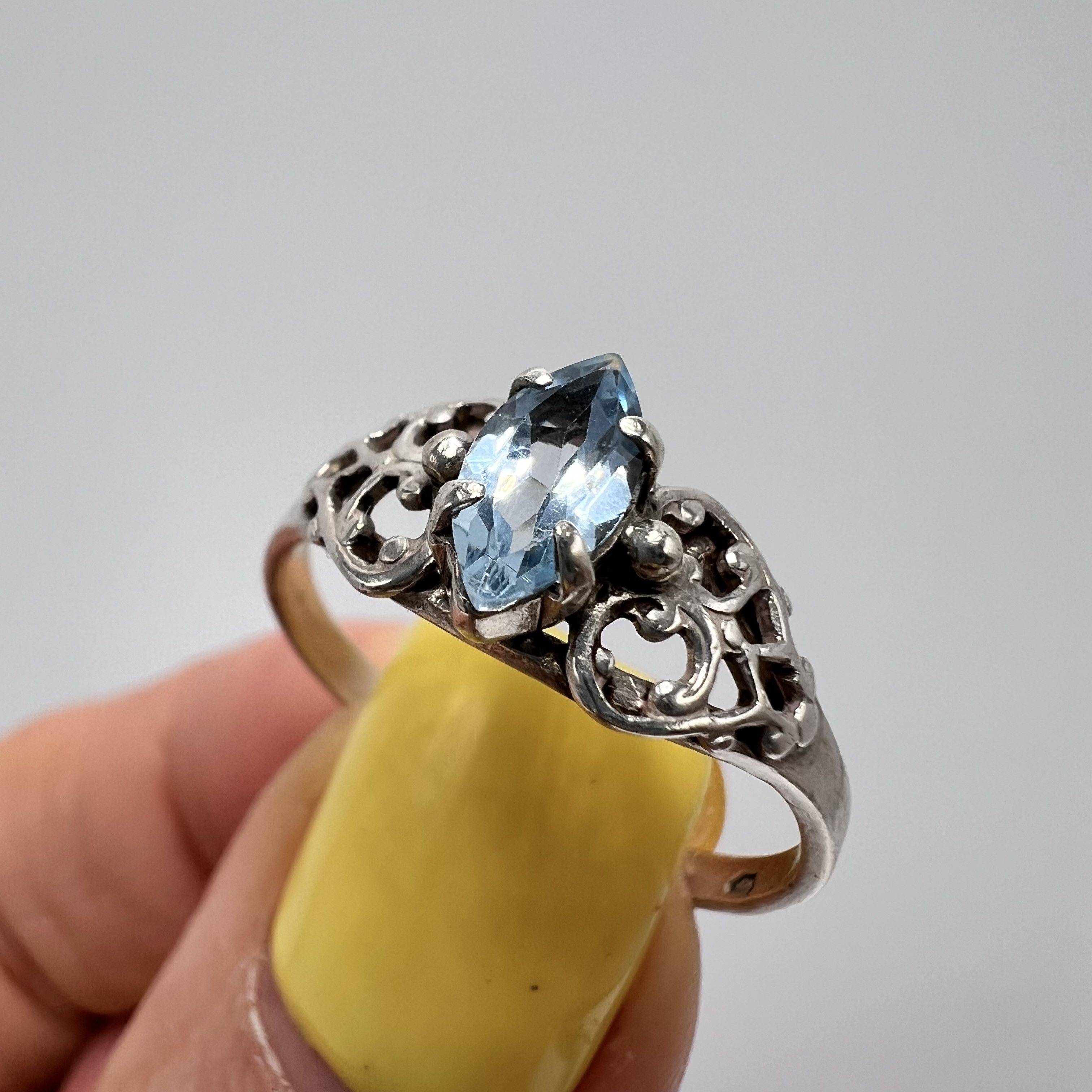 Sterling Silver Vintage Ring Sterling Silver 925 Stone Topaz Jewelry 8U Size ONE SIZE - 1 Thumbnail