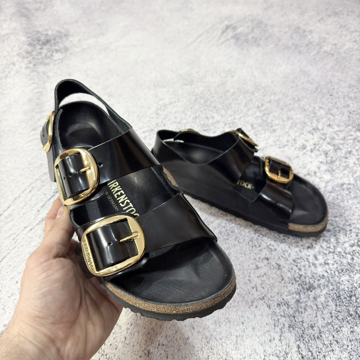 Birkenstock × Designer Birkenstock Milano Black/Gold Leather Sandals 39size 25cm Size US 8.5 / IT 38.5 - 4 Thumbnail