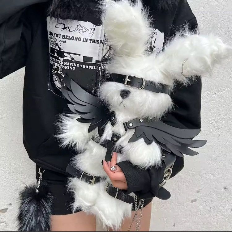 Other Y2K Gothic Lolita Rabbit Ear Backpack – Handmade Plush Wings Size ONE SIZE - 2 Thumbnail