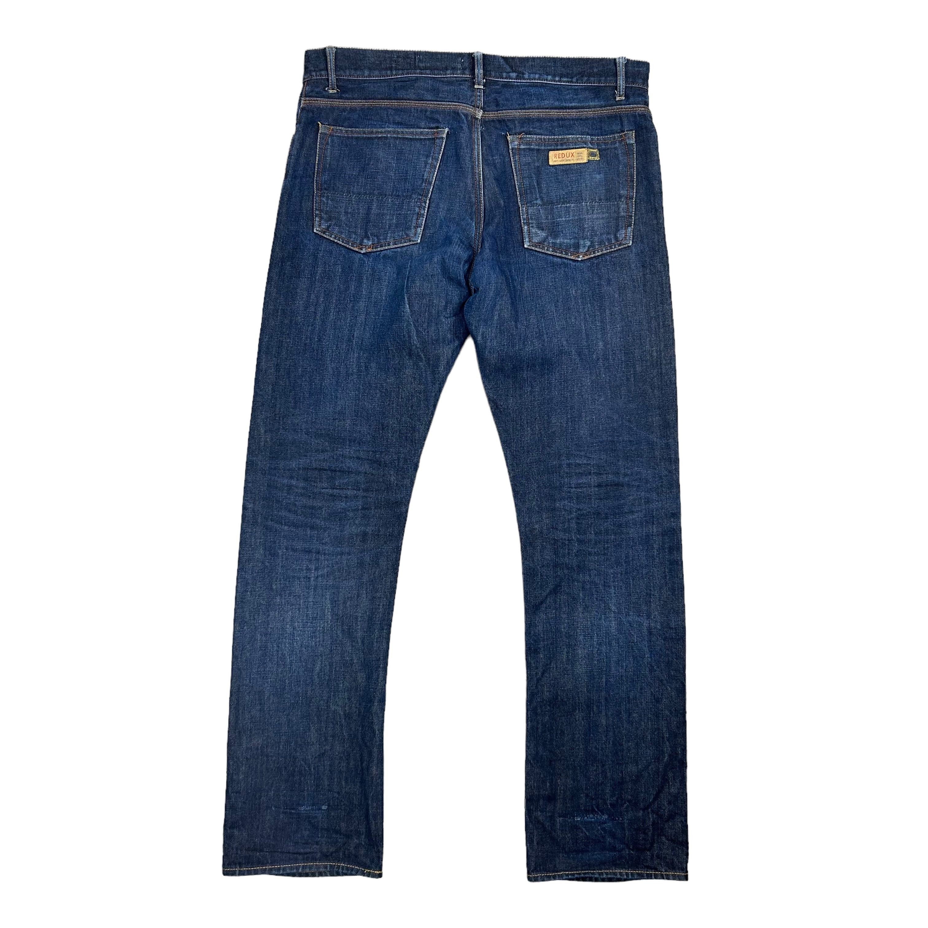 Japanese Brand × Vintage Redux Selvedge Raw Indigo Japanese Denim Regular W36L34 Size US 36 / EU 52 - 2 Thumbnail