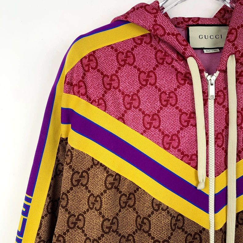 Gucci GucciColor-blocking logo old flower full print cotton hoode Size S / US 4 / IT 40 - 3 Thumbnail