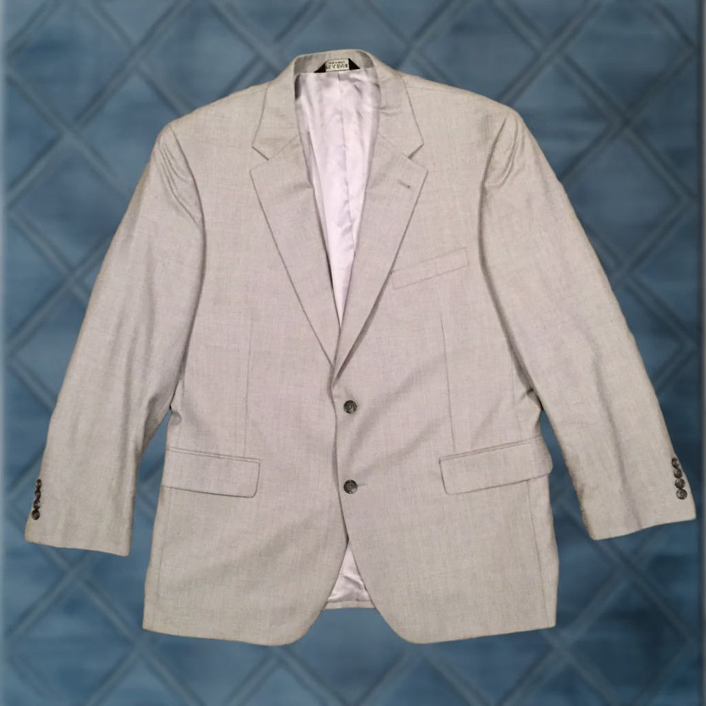 Jos. A. Bank Jos A Bank Blazer Mens 44 Gray Two Button Wool Silk Blend Jacket Blazer Notch Lapel Single-Breasted Two-Button Front Vintage? No Size 44R - 1 Thumbnail