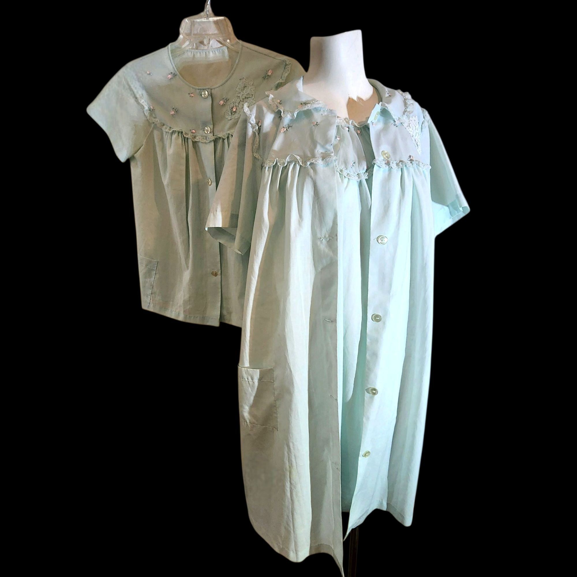 Vintage Vintage 60s 70s Sears Nightgown Robe & Shirt 3pc Set Blue Fl Size M / US 6-8 / IT 42-44 - 6 Thumbnail