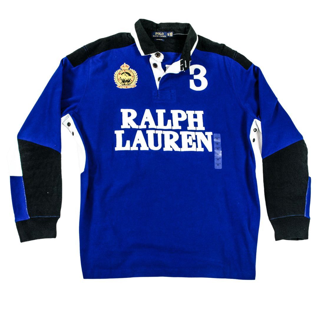 image of Polo Ralph Lauren x Ralph Lauren Ralph Laurent Snow Polo Challenge Cup Rugby Long Sleeve in Blue (S