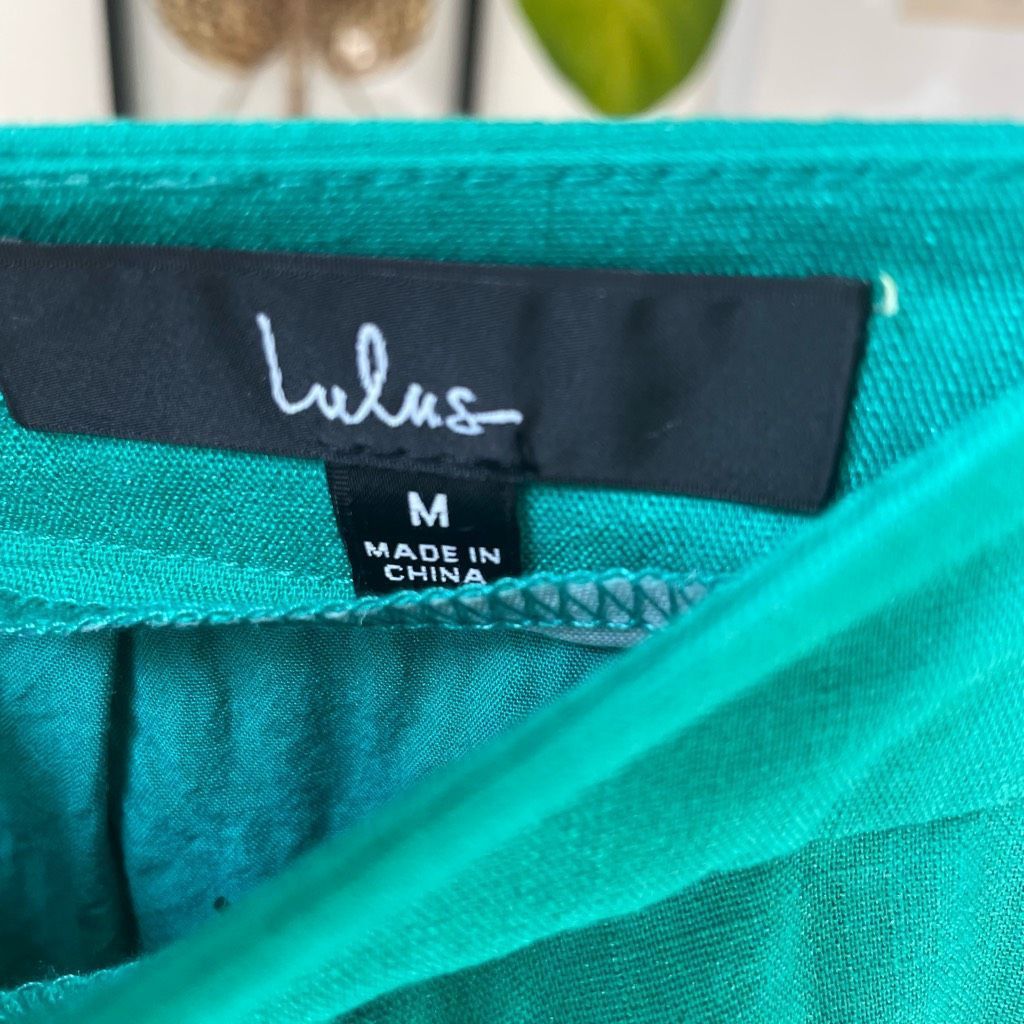 Other NWOT Lulus Postcards From Me Turquoise Green Wide Leg Pants M Size 29" - 5 Thumbnail