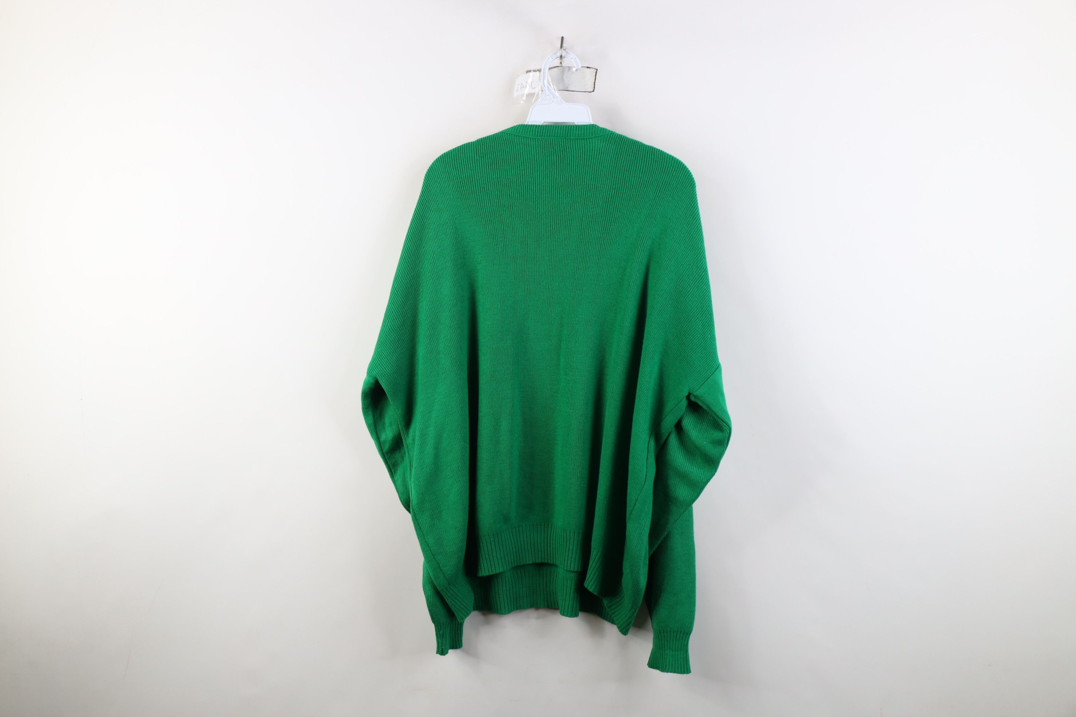Vintage Vintage 90s Ireland Ribbed Knit V-Neck Sweater Kelly Green Size US XXL / EU 58 / 5 - 10 Thumbnail