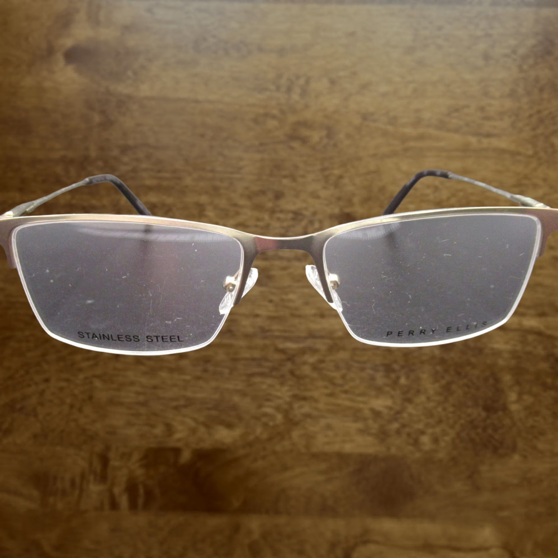Perry Ellis Perry Ellis Eyeglasses Frames PE439-3 Stainless Steel Gold Tone 54-18-140 Unisex Mens Rectangle Semi-Rimless Business Size ONE SIZE - 1 Thumbnail