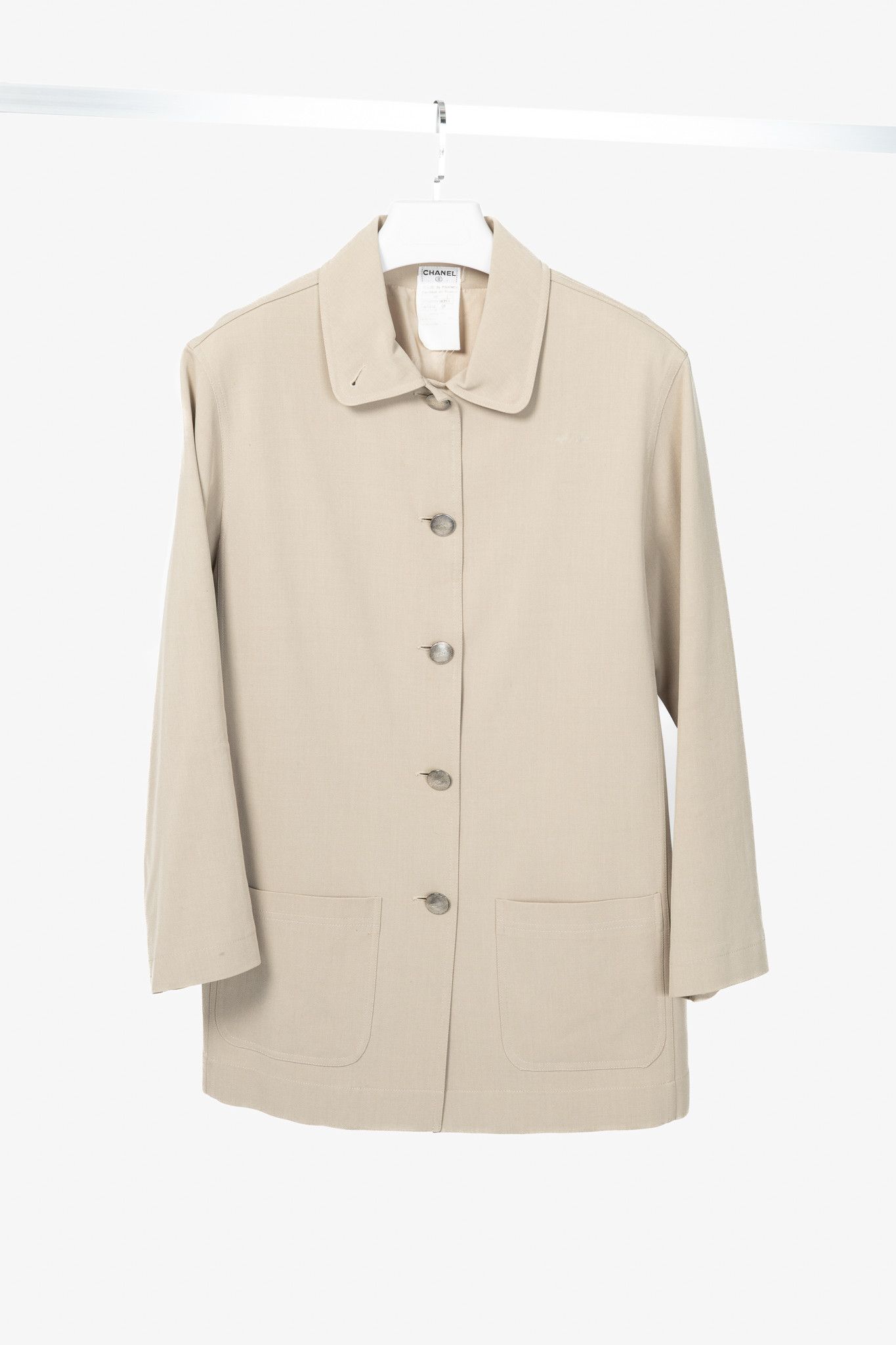 Chanel Chanel 98P Beige Wool & Cotton-Blend Twill Mac Coat Size M / US 6-8 / IT 42-44 - 1 Thumbnail