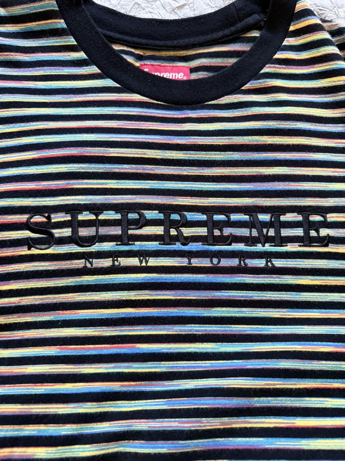 Supreme Supreme Multi Stripe Tee Black Medium SS18 Size US M / EU 48-50 / 2 - 2 Thumbnail