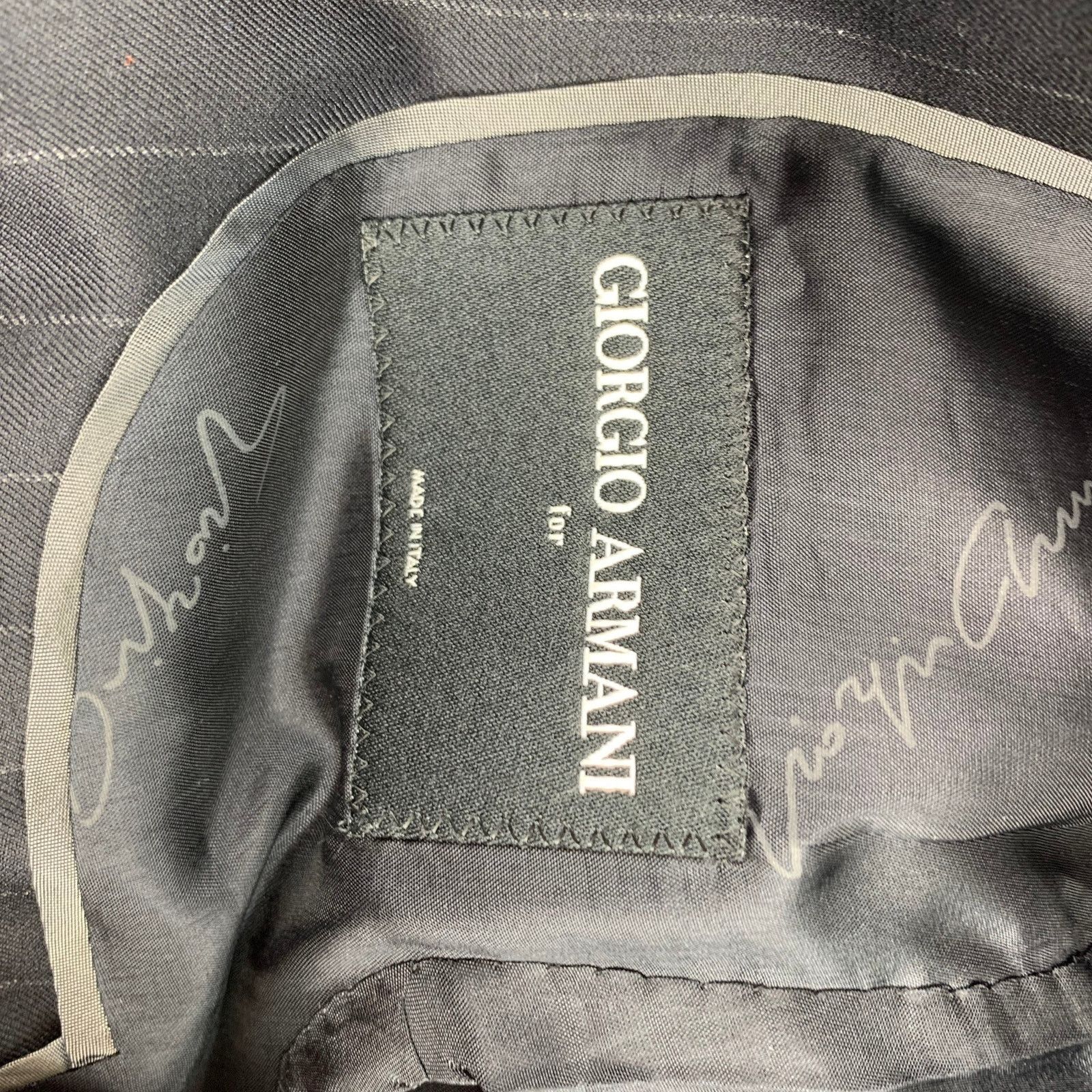 Giorgio Armani Size 36 Regular Navy Chalkstripe Wool Sport Coat Size 36R - 9 Thumbnail
