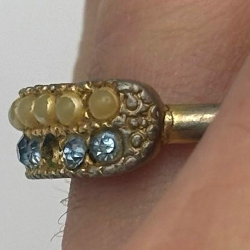 Other Gold & Blue Pearl Ring Size ONE SIZE - 3 Thumbnail